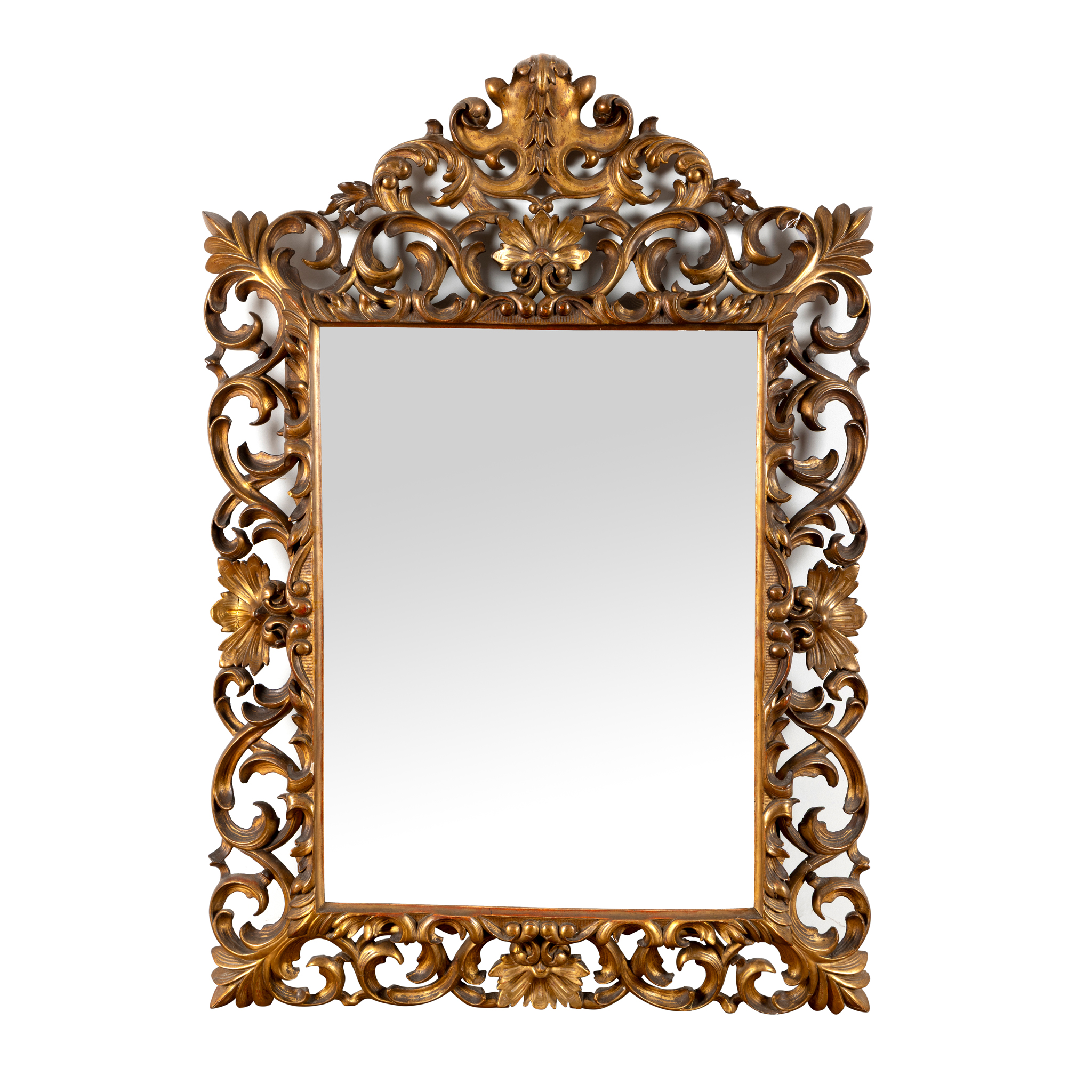 A GILTWOOD WALL MIRROR