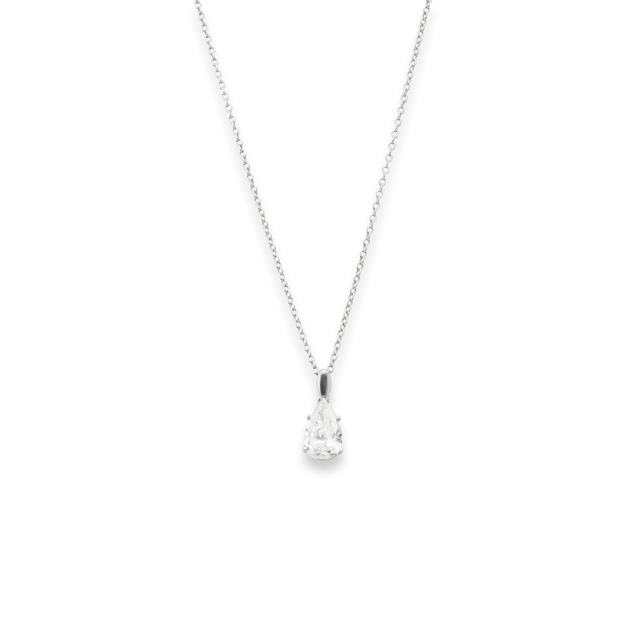 A pear-shaped diamond pendant necklace