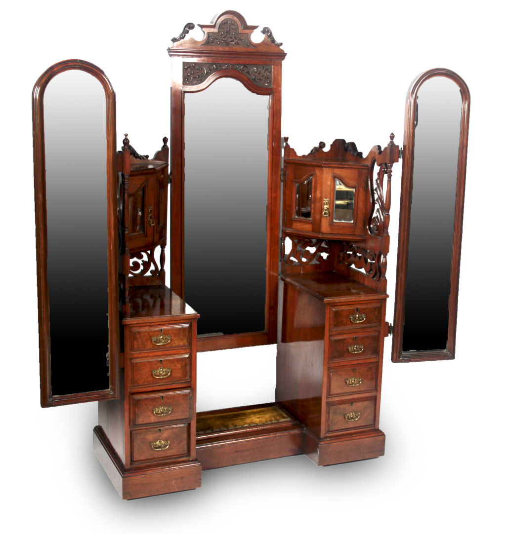 A Victorian mahogany and walnut dressing chest