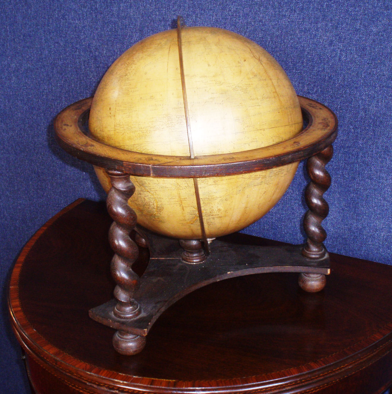 FRENCH ILLUMINATED TERRESTRIAL GLOBE, BY GIRARD BARRERE, PARIS