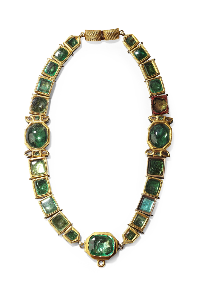 An Indian antique pair of bracelets convertable to a necklace