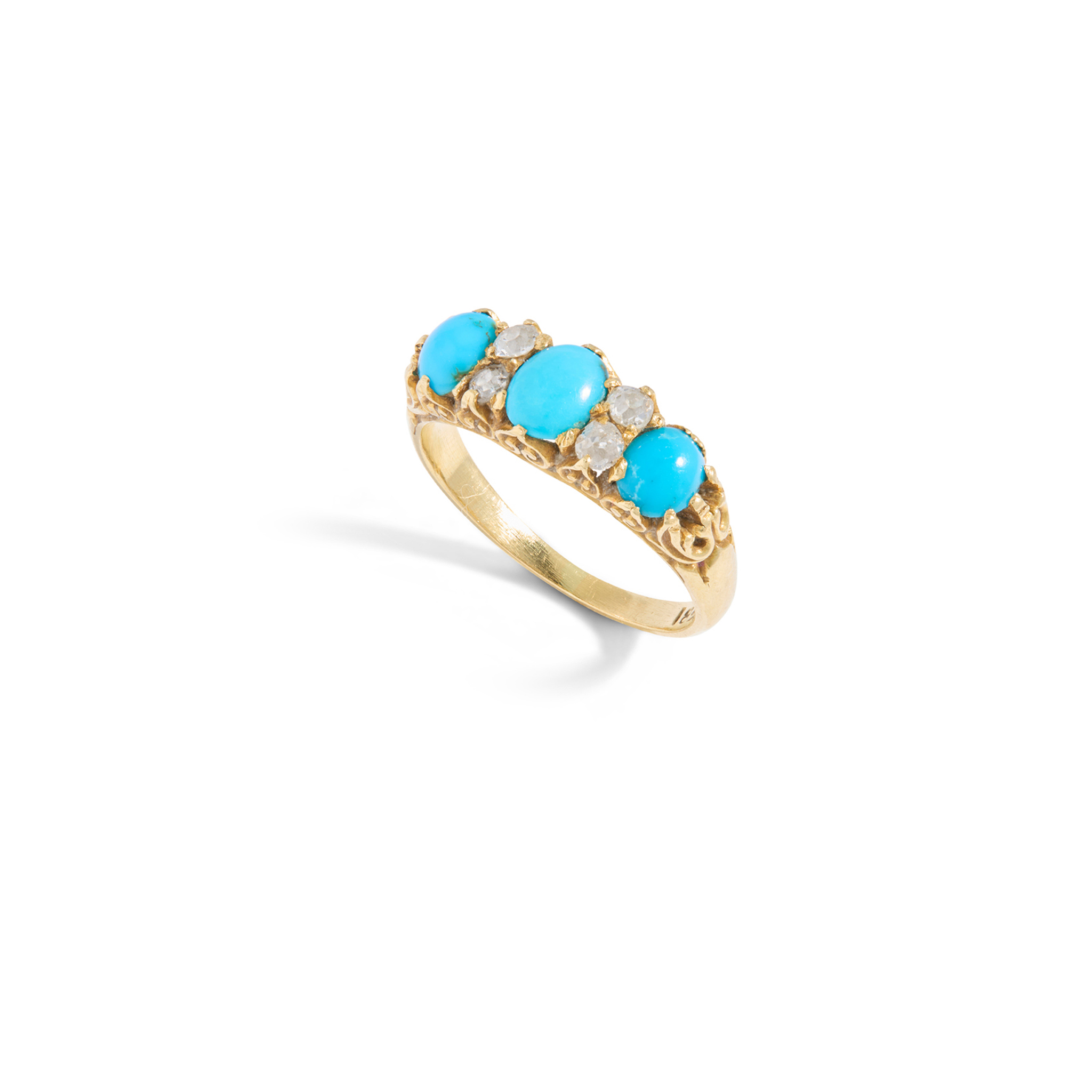 A turquoise and diamond ring