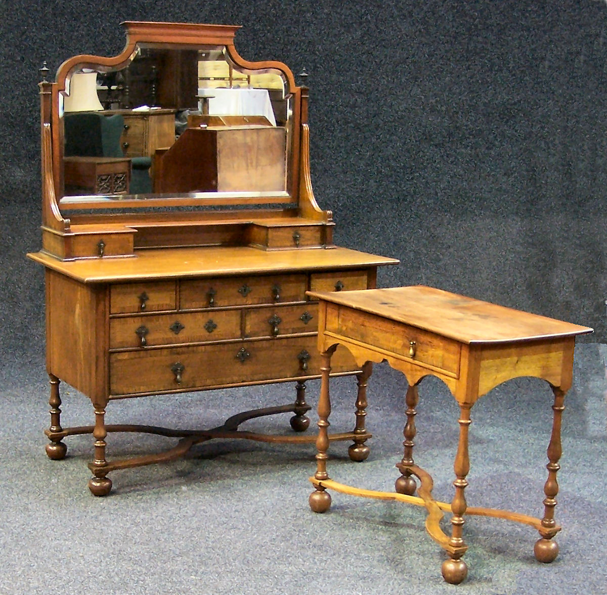 A 17th century style walnut dressing table,
