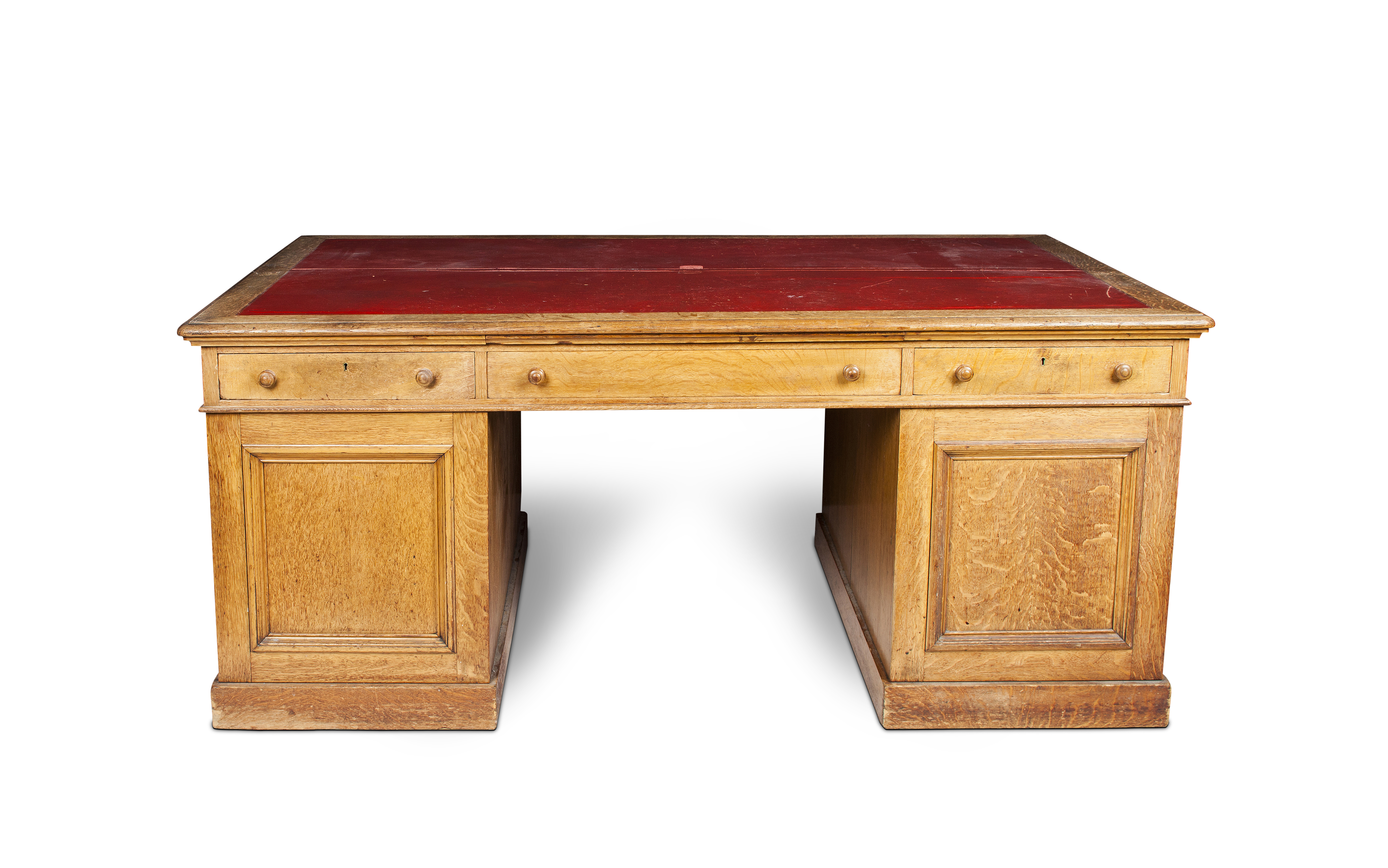 LARGE LATE VICTORIAN OAK PARTNER'S DESK