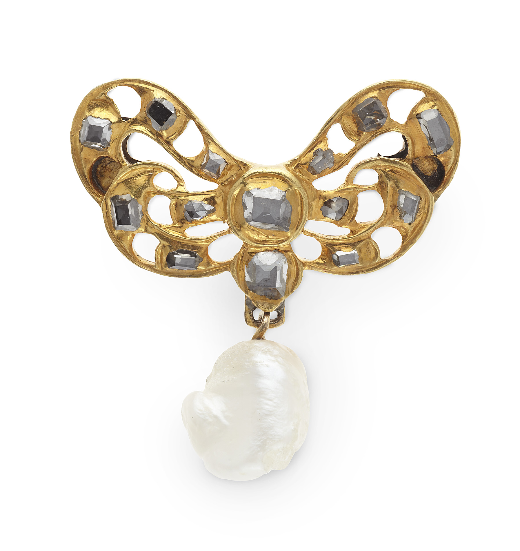 An 18th/19th century gold and diamond set brooch