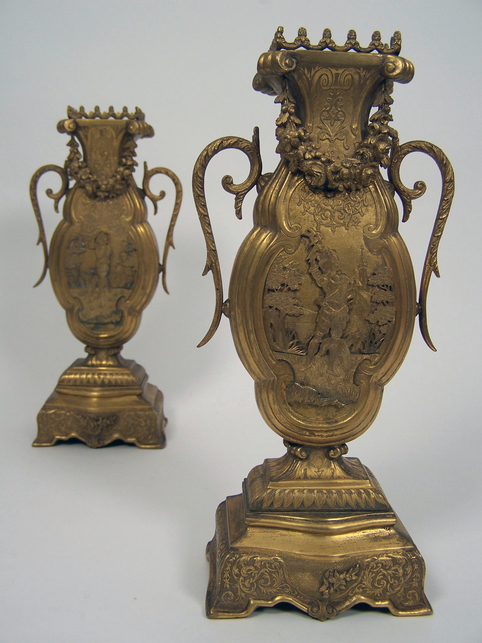 A pair of 19th century Continental giltmetal vases