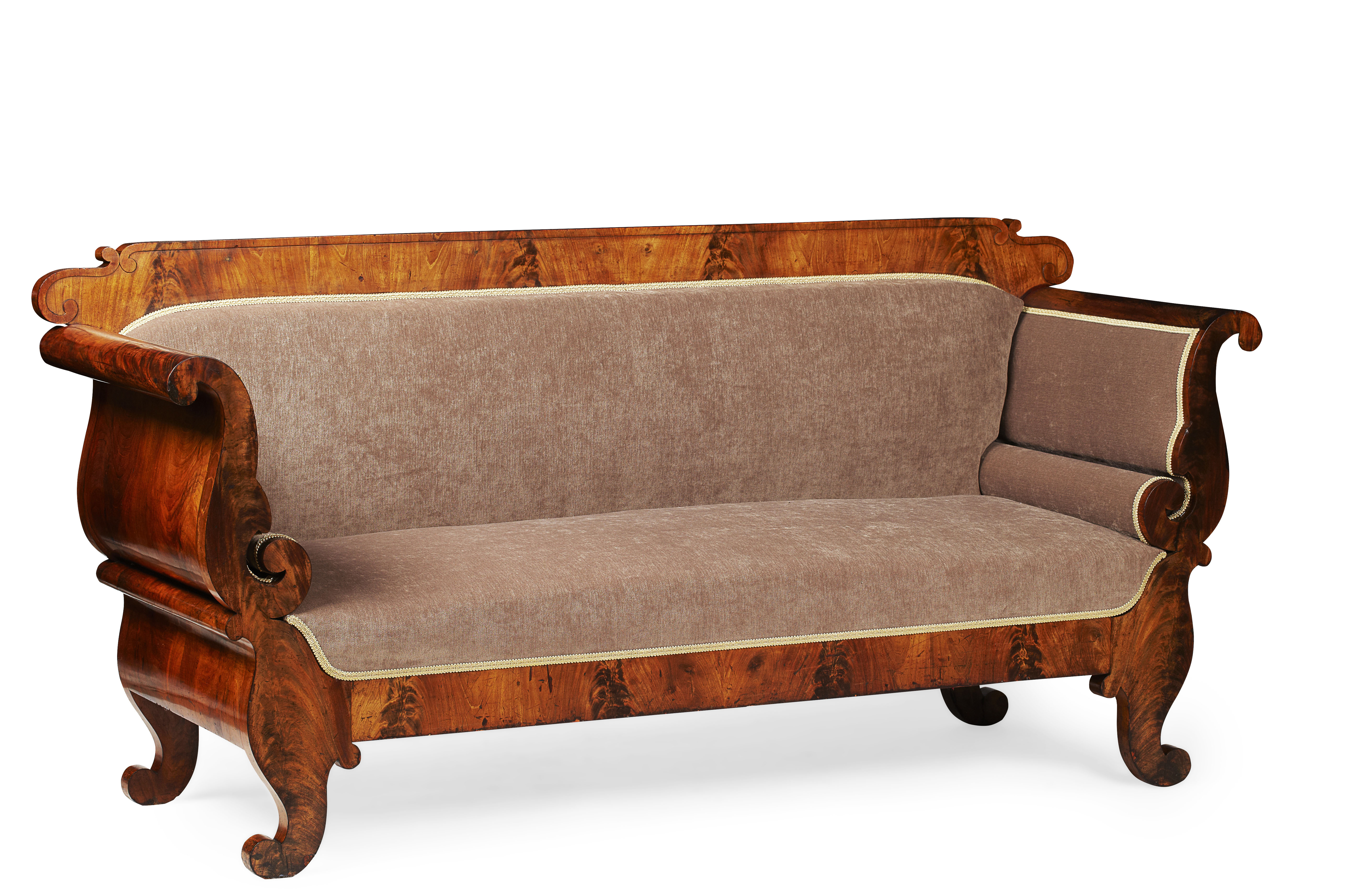 BIEDERMEIER MAHOGANY FRAMED SOFA