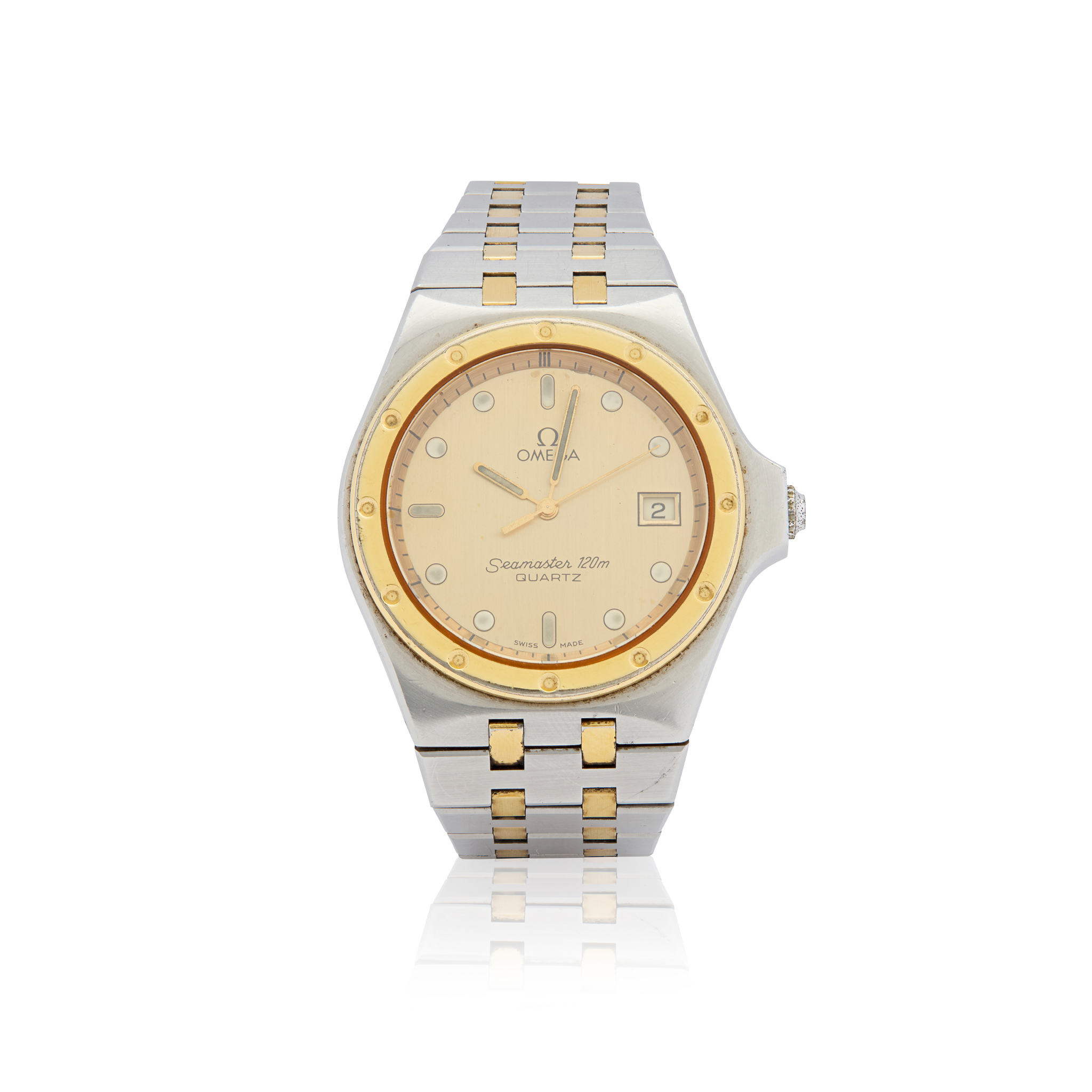 Omega. An unusual two-tone quartz bracelet watch