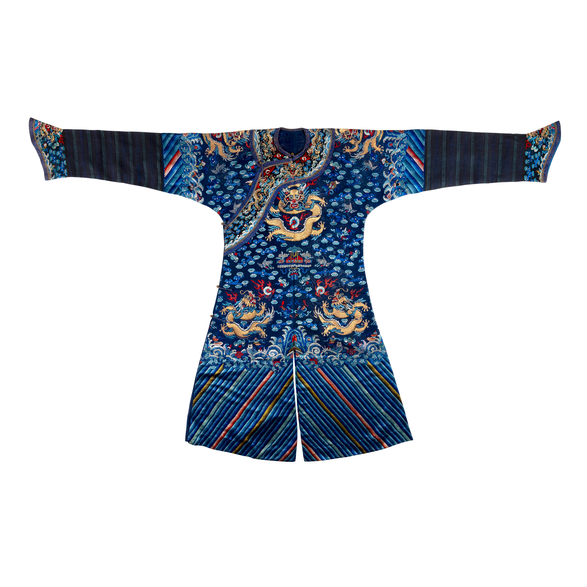 CHINESE BLUE-GROUND GAUZE 'NINE DRAGONS' SUMMER ROBE, JIFU