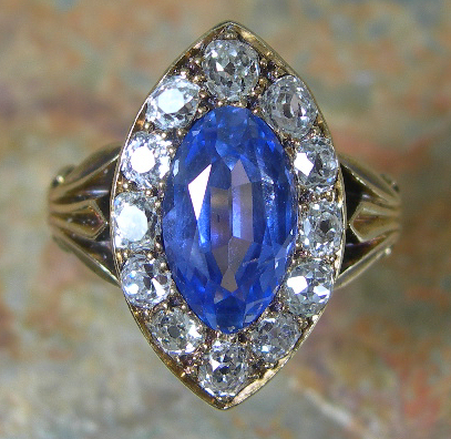 A 19th century sapphire and diamond cluster ring,