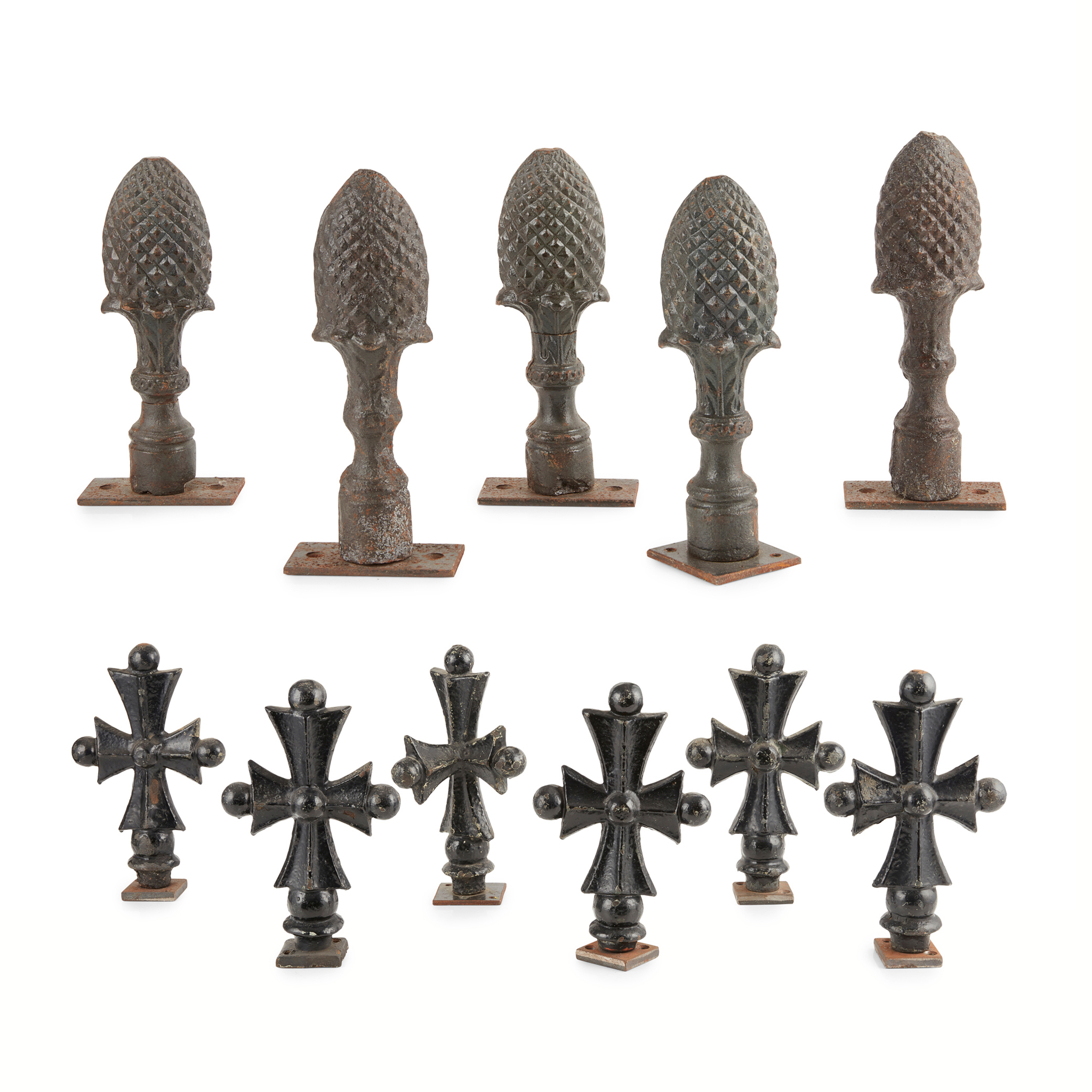 ELEVEN VICTORIAN CAST IRON FINIALS