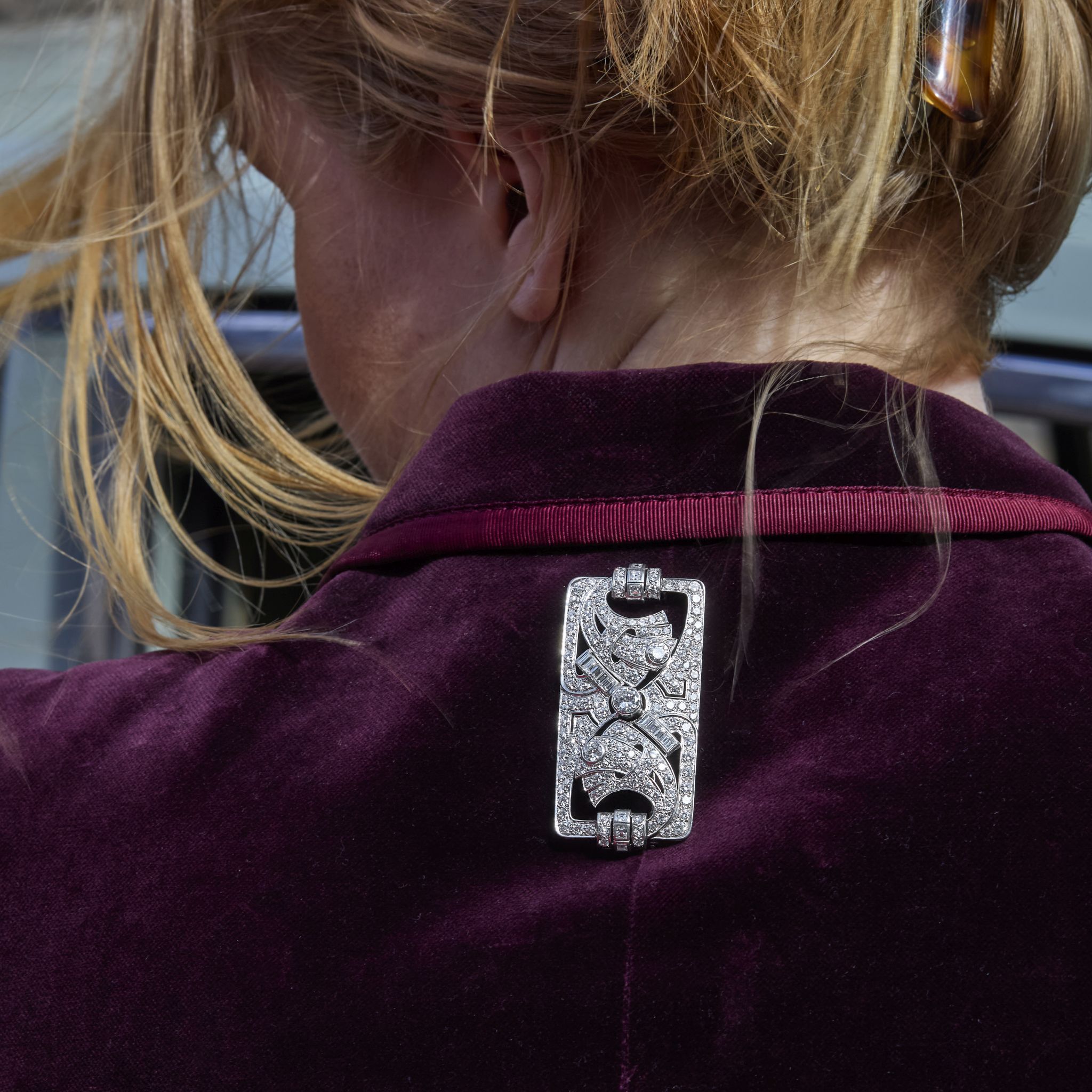 A diamond plaque brooch