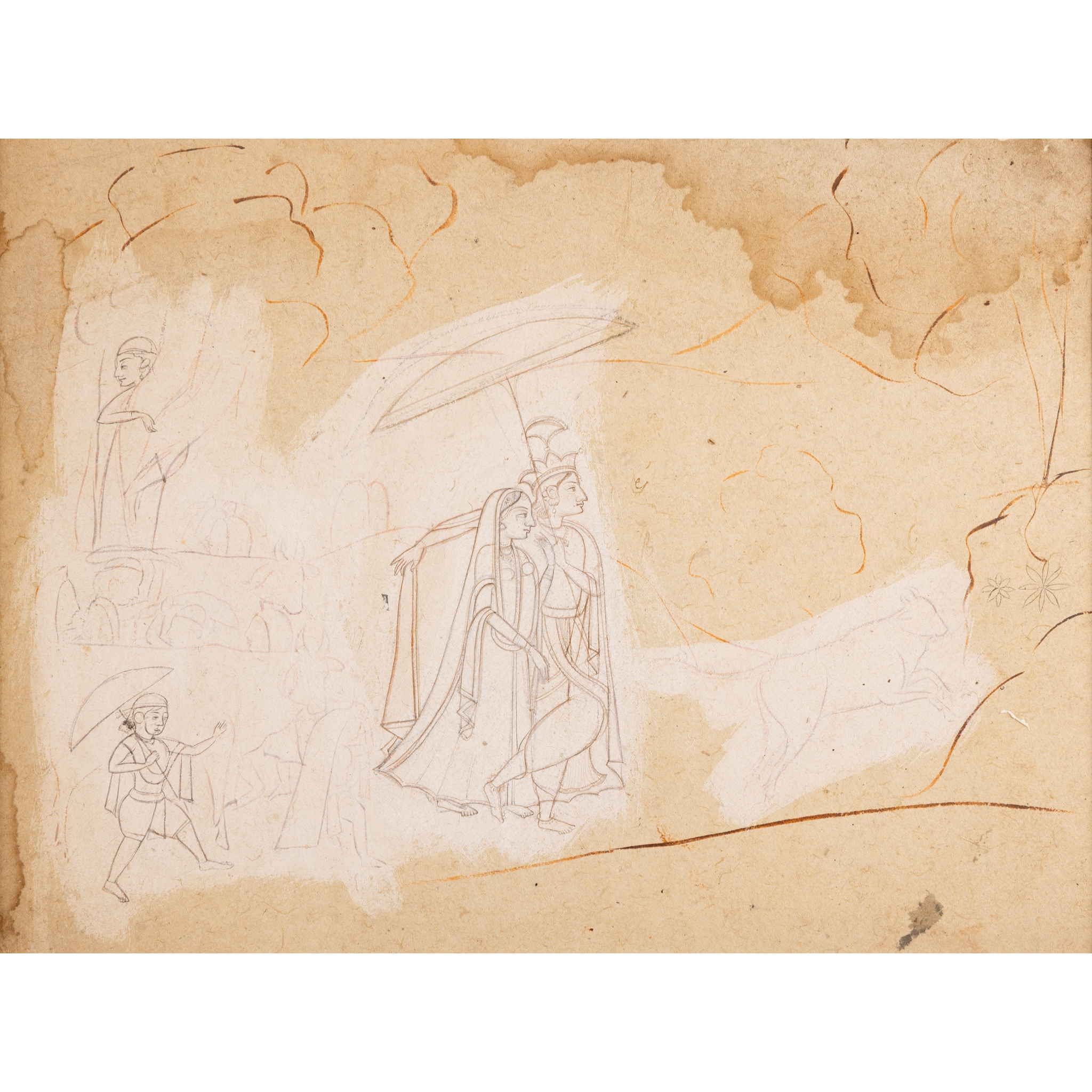 AN ILLUSTRATION TO THE GITA GOVINDA: RADHA AND KRISHNA IN A LANDSCAPE