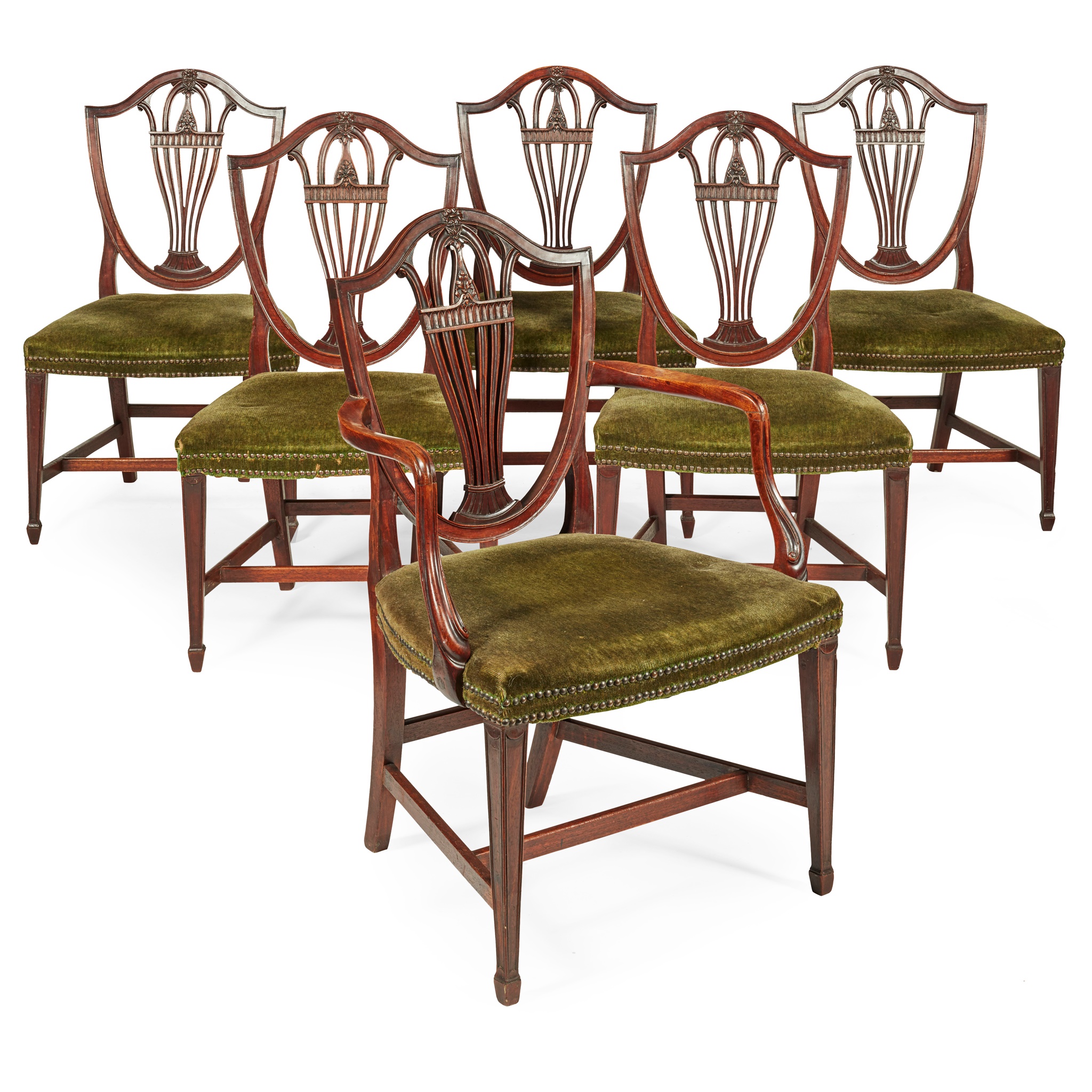 SET OF SIX LATE GEORGE III MAHOGANY DINING CHAIRS