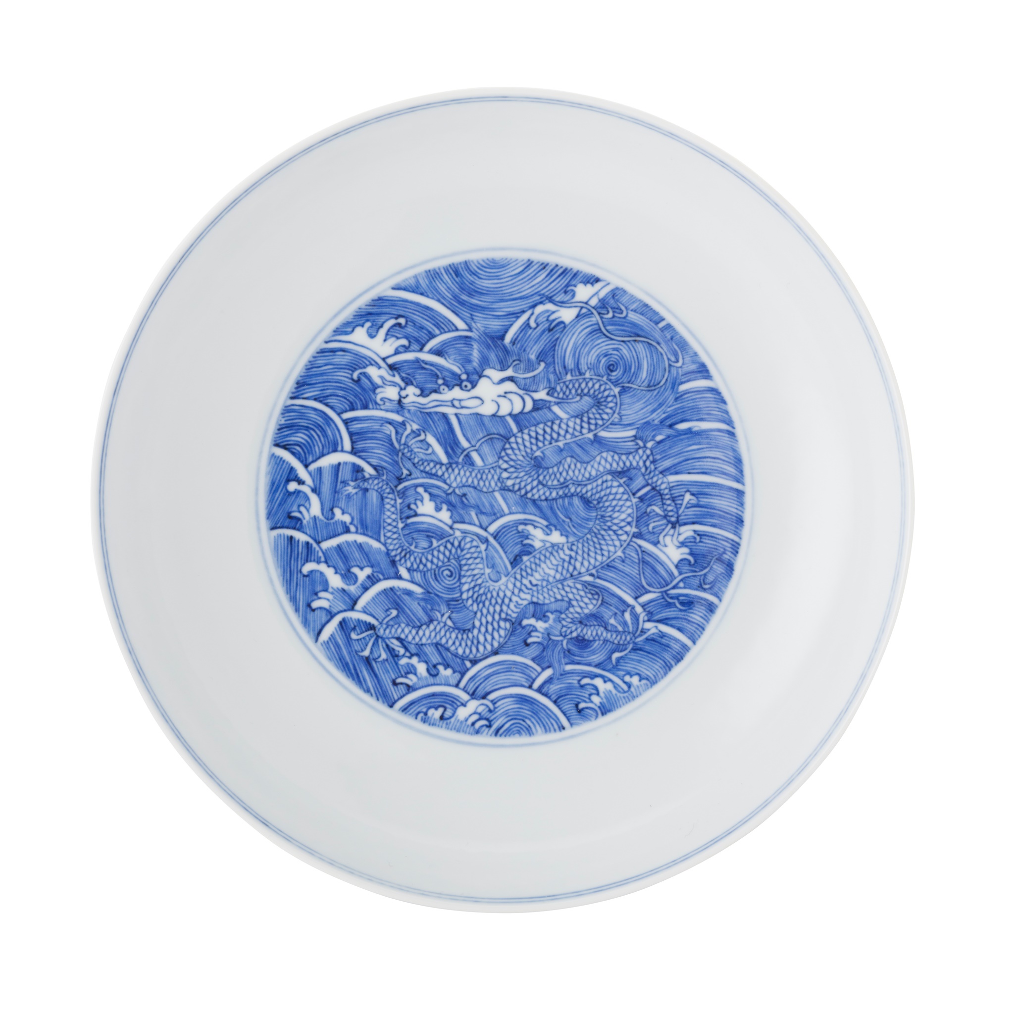 BLUE AND WHITE 'DRAGON' DISH