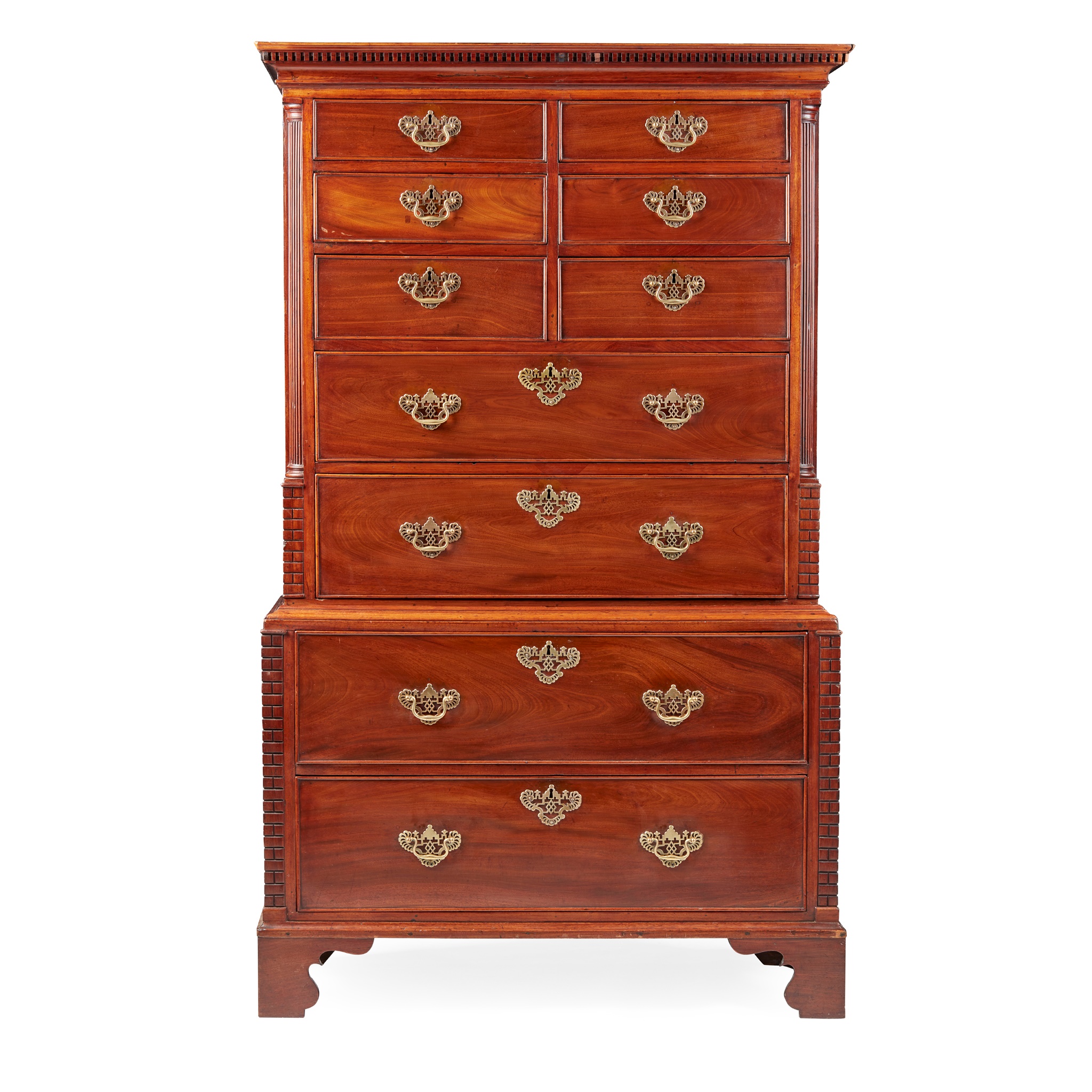 IRISH GEORGE III MAHOGANY CHEST-ON-CHEST