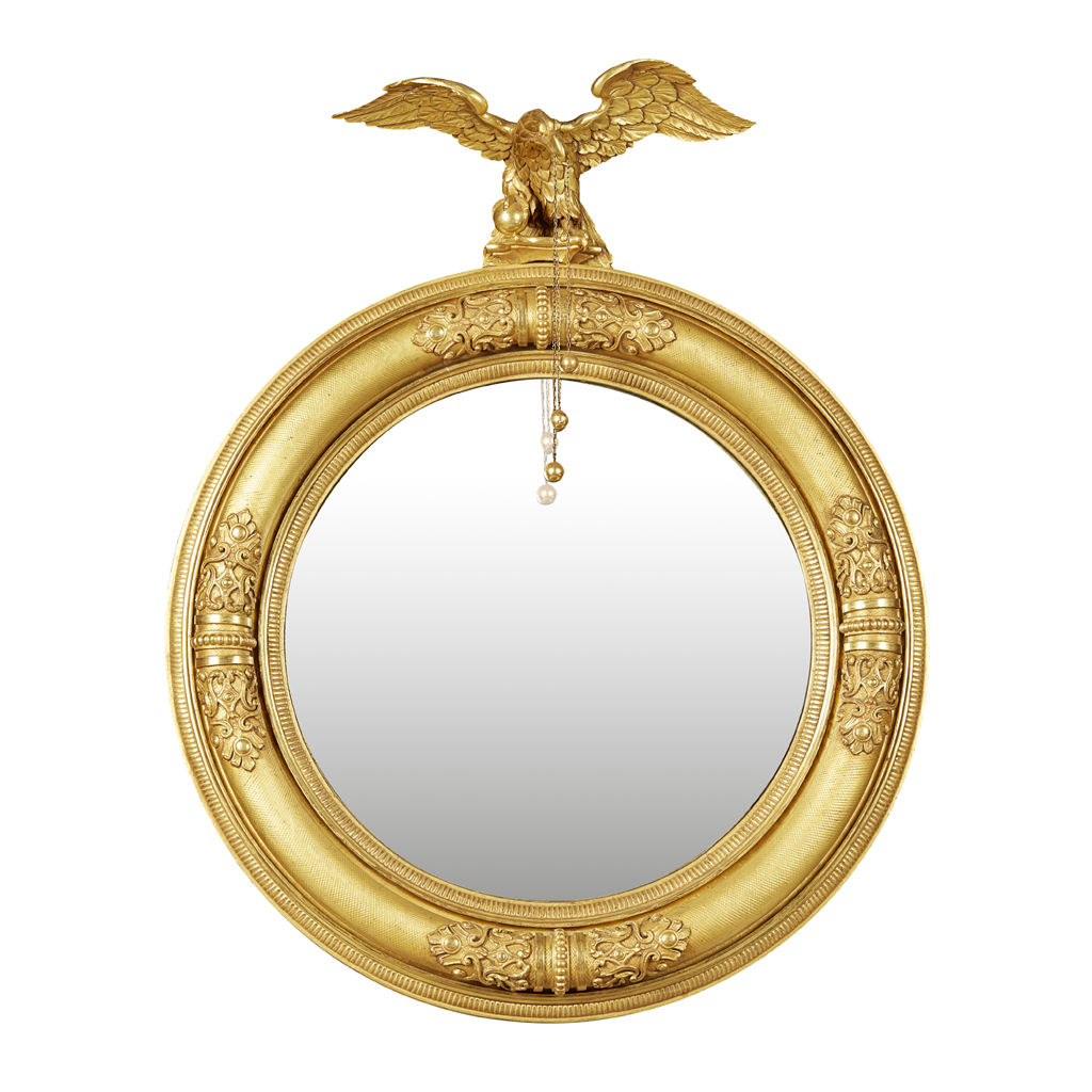REGENCY GILTWOOD AND GESSO CONVEX MIRROR