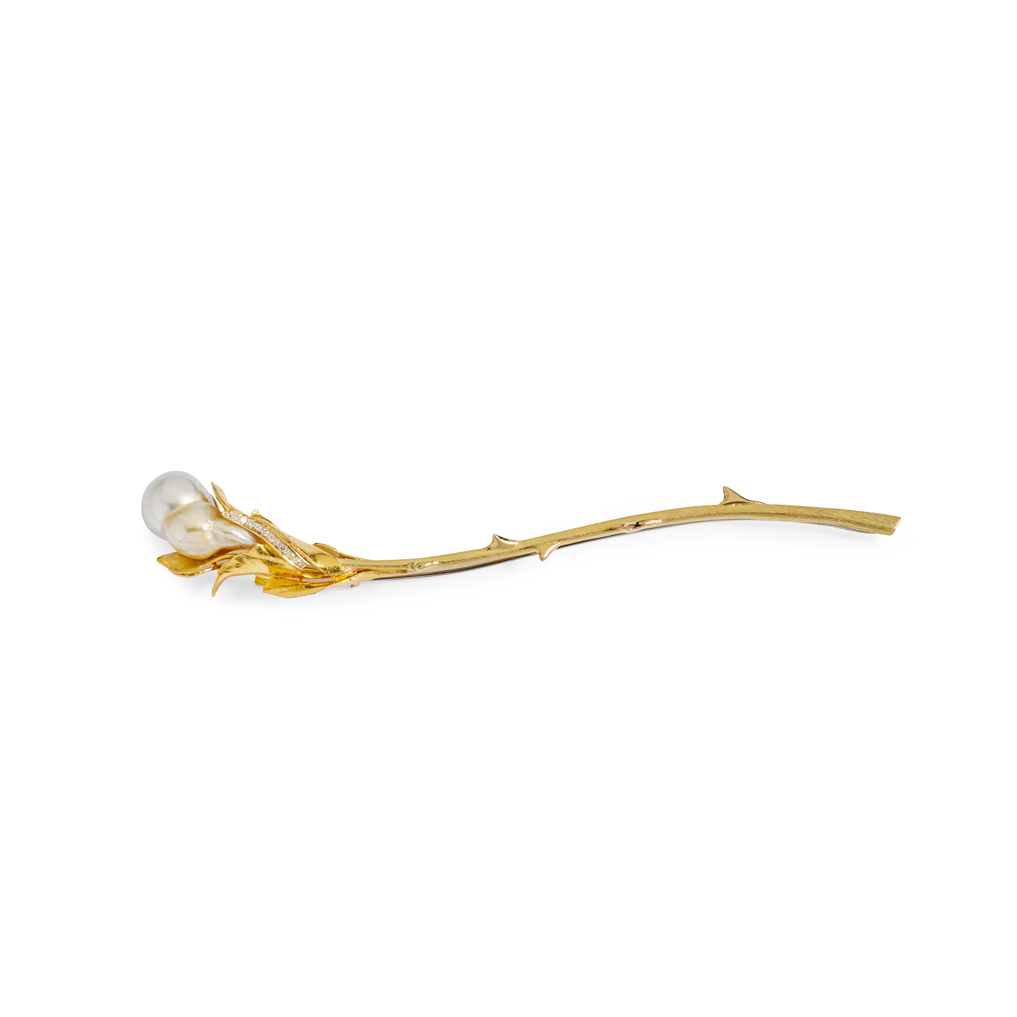 Peter Plöderl: A baroque pearl and diamond 'Rose' brooch