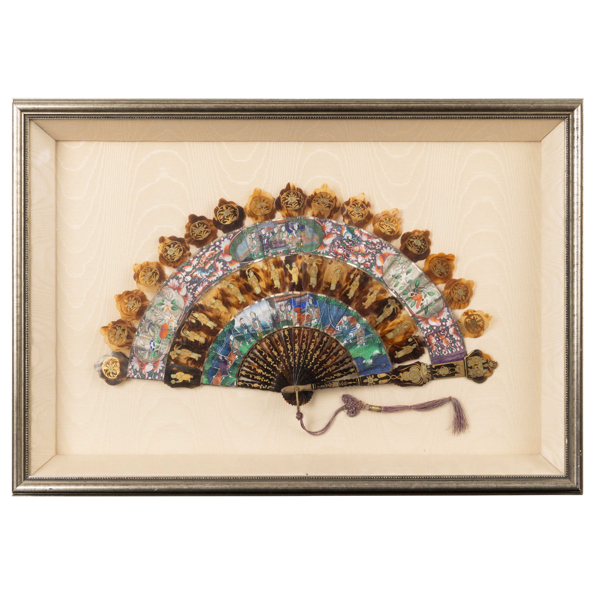 PAINTED TORTOISESHELL AND PAPER 'CABRIOLET' FAN