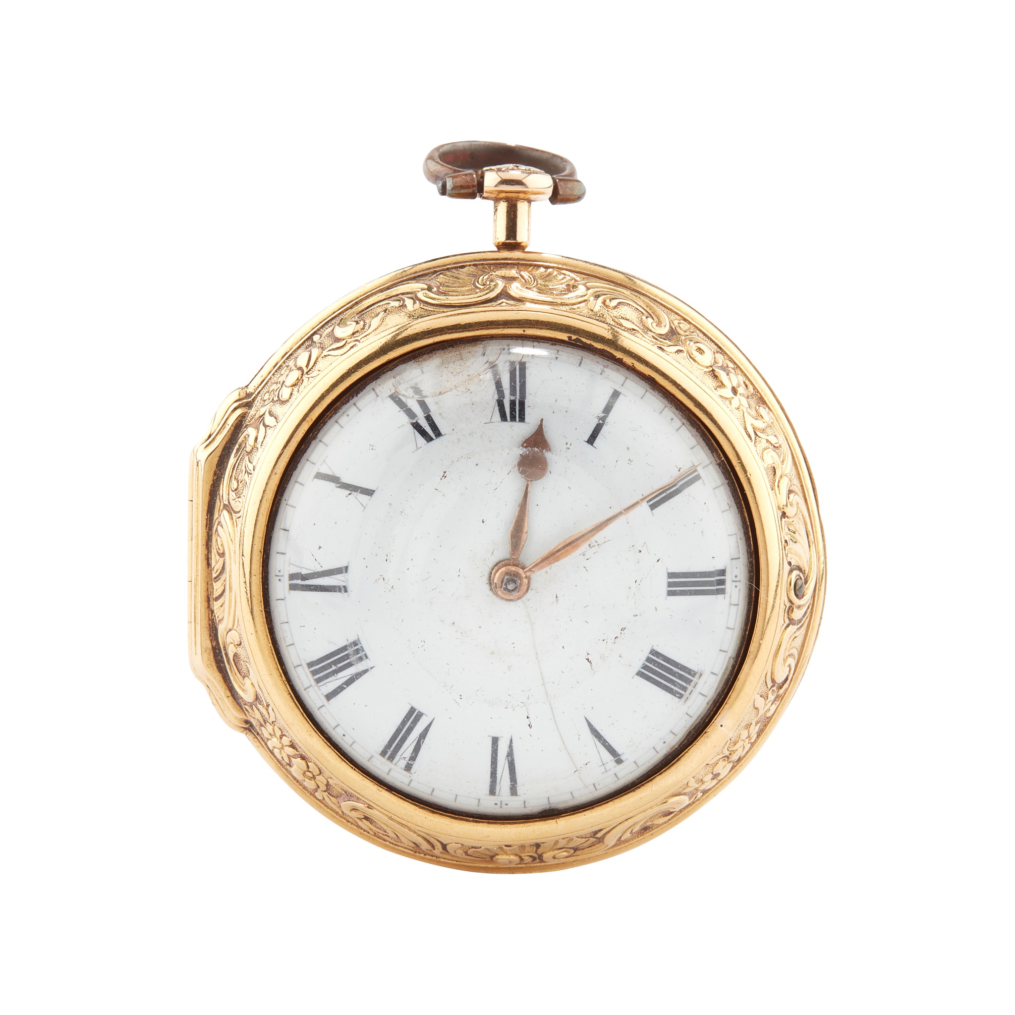 A MID 18TH CENTURY GOLD PAIR CASED VERGE WATCH
