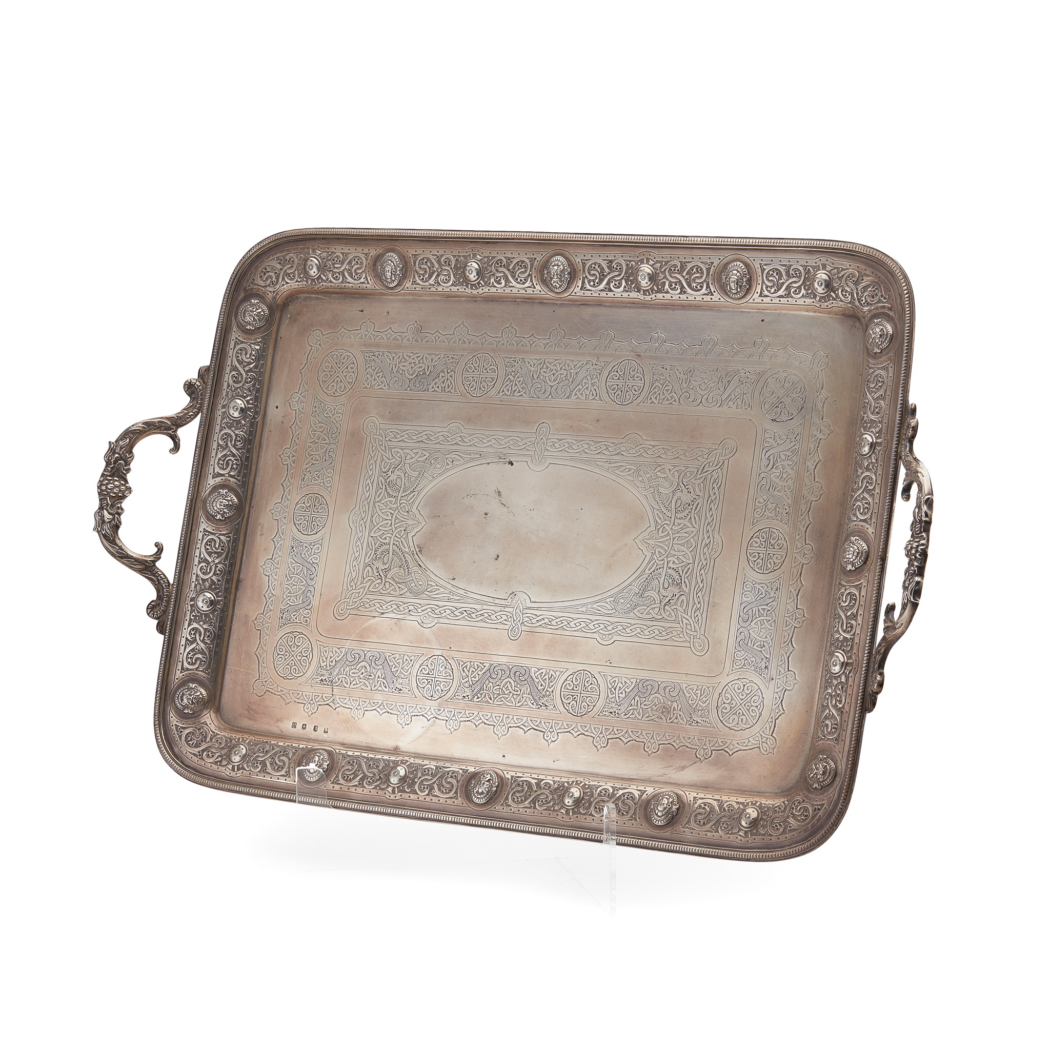 A Victorian twin handled tea tray