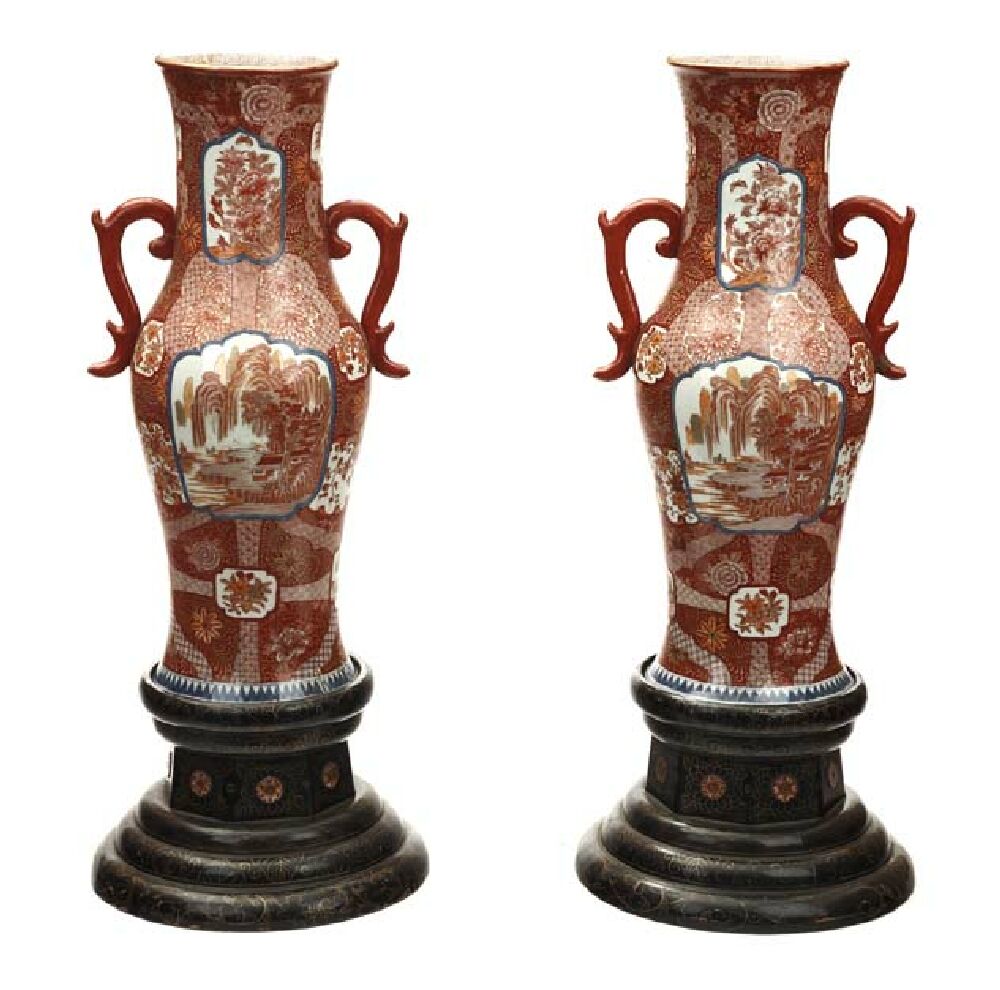 A pair of large Japanese Kutani vases