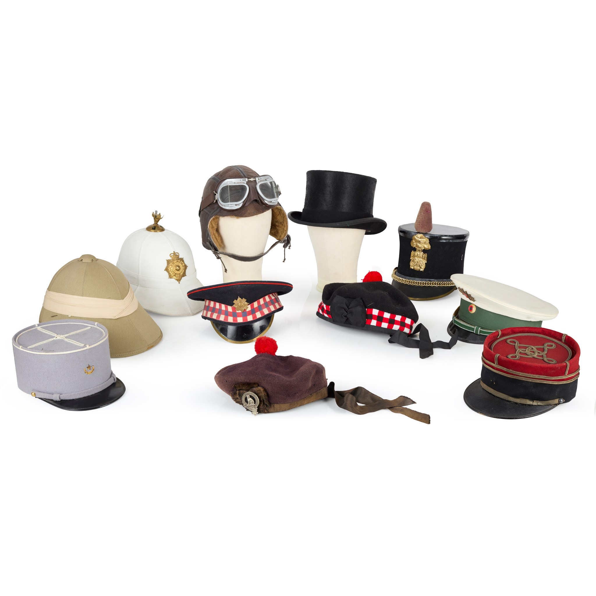 COLLECTION OF MILITARY AND DRESS HATS
