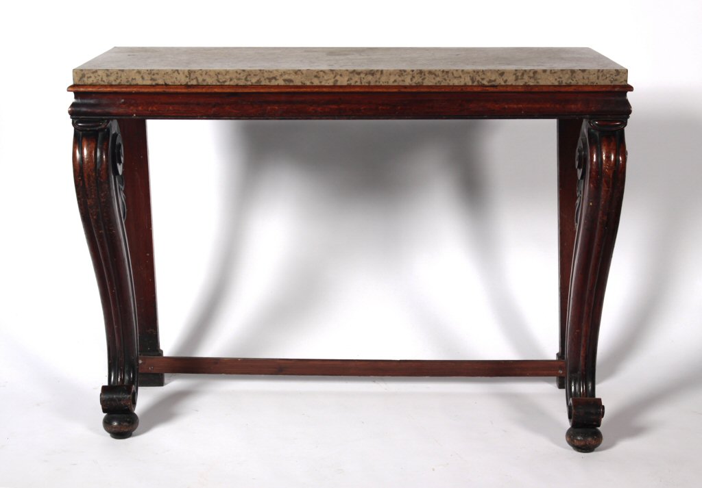A Victorian marble top mahogany console table