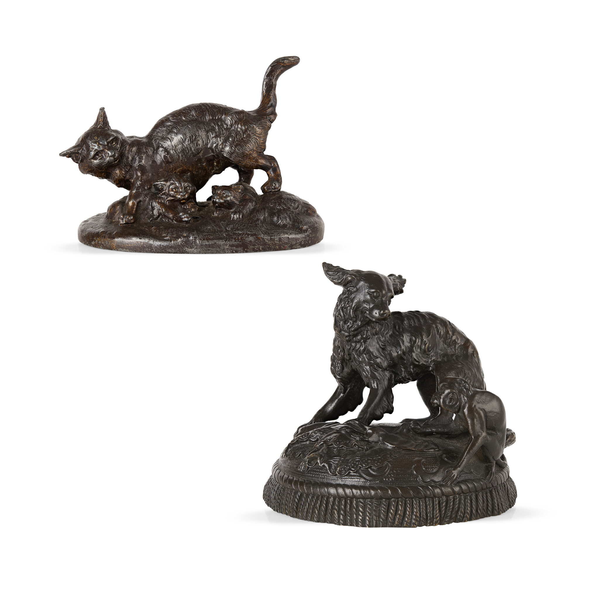 TWO FRENCH ANIMALIER FIGURE GROUPS