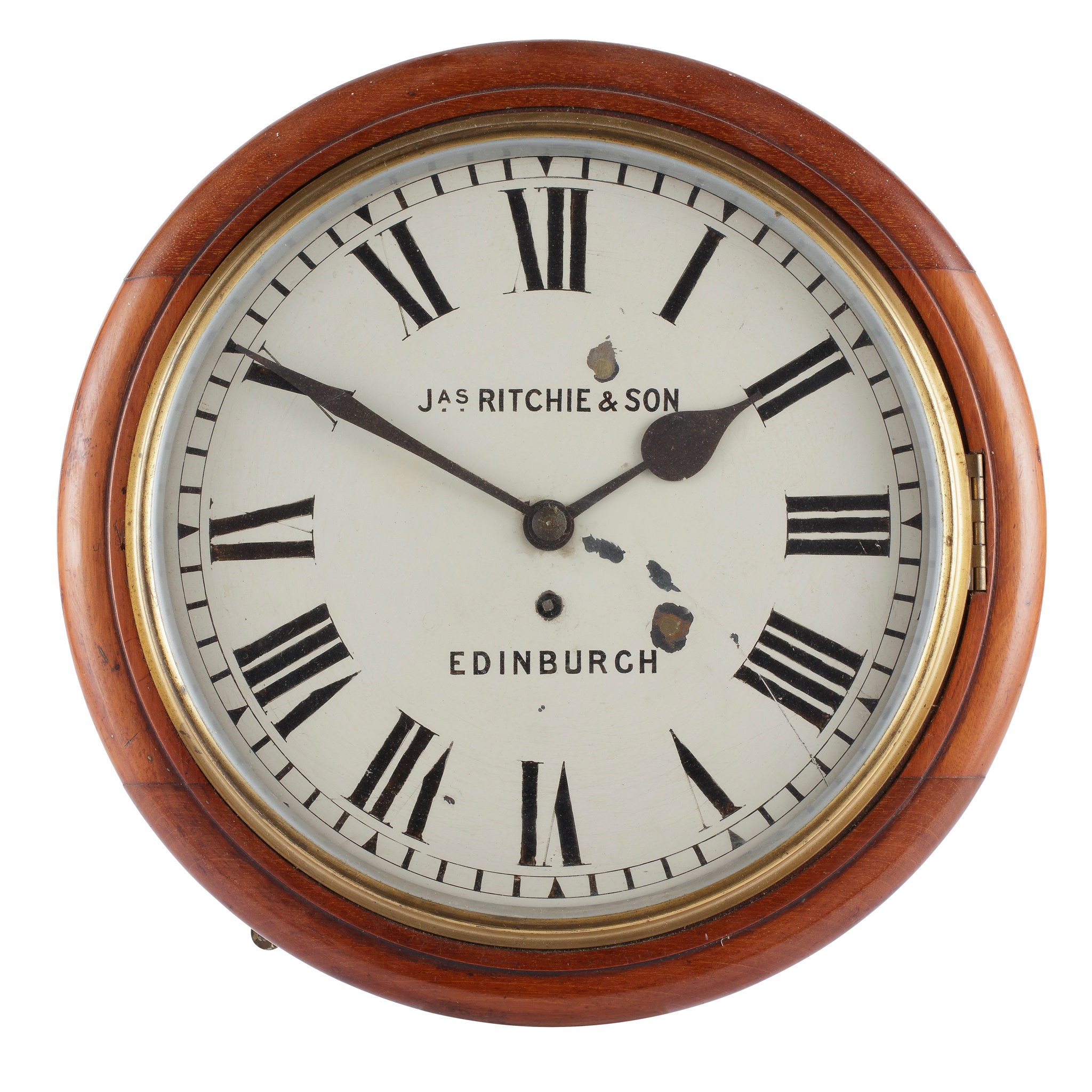 SCOTTISH MAHOGANY ROUND-DIAL WALL CLOCK
