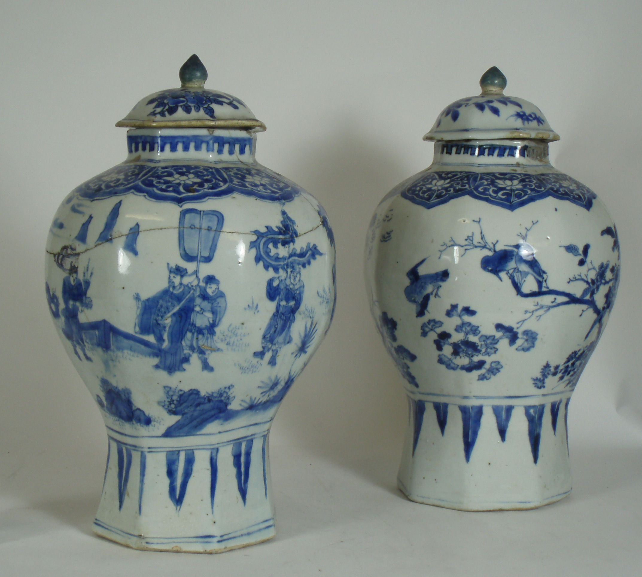 Two similar 19th century Chinese blue painted ginger jars