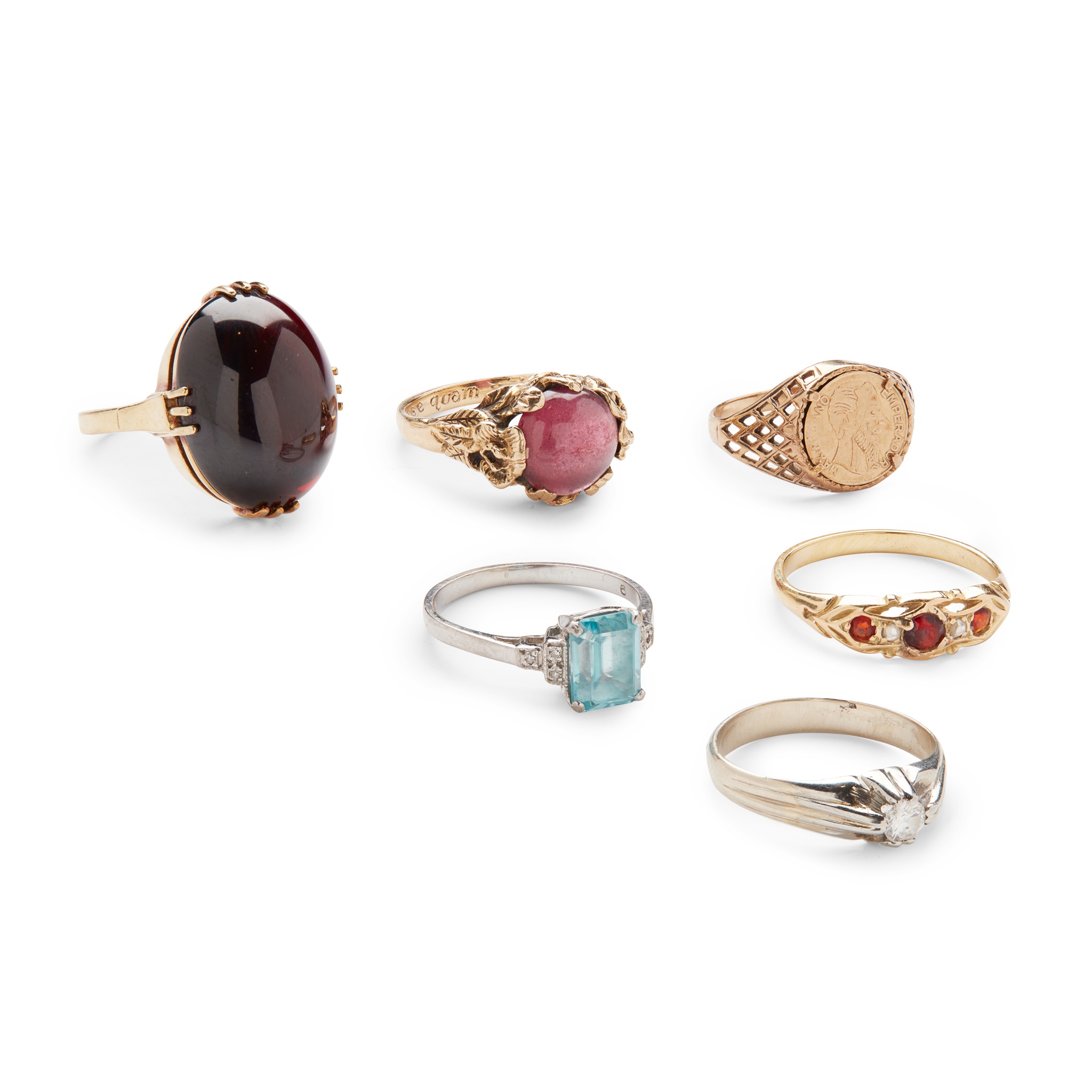 A collection of gem-set rings