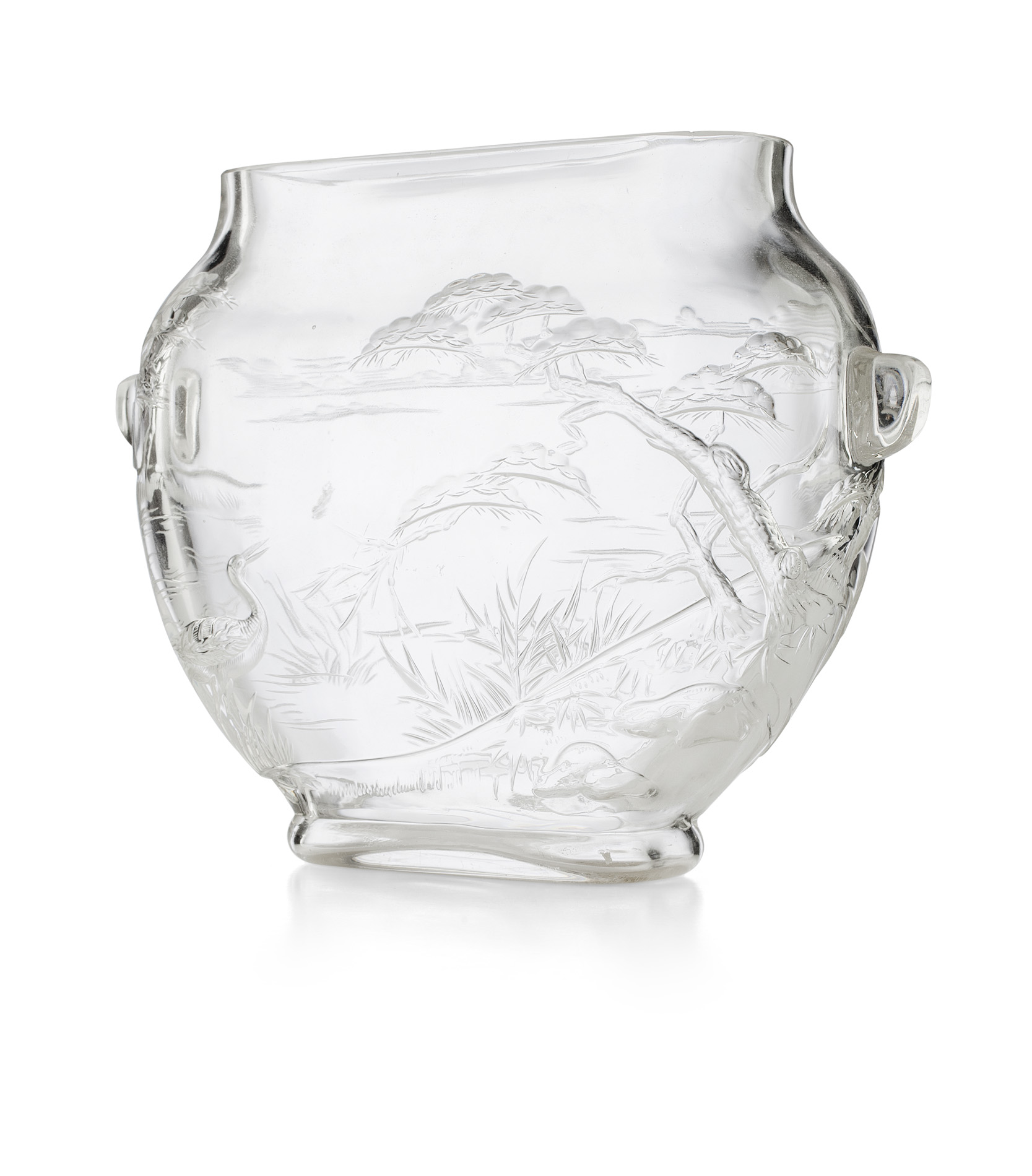 FRENCH JAPONISME GLASS VASE, PROBABLY BACCARAT