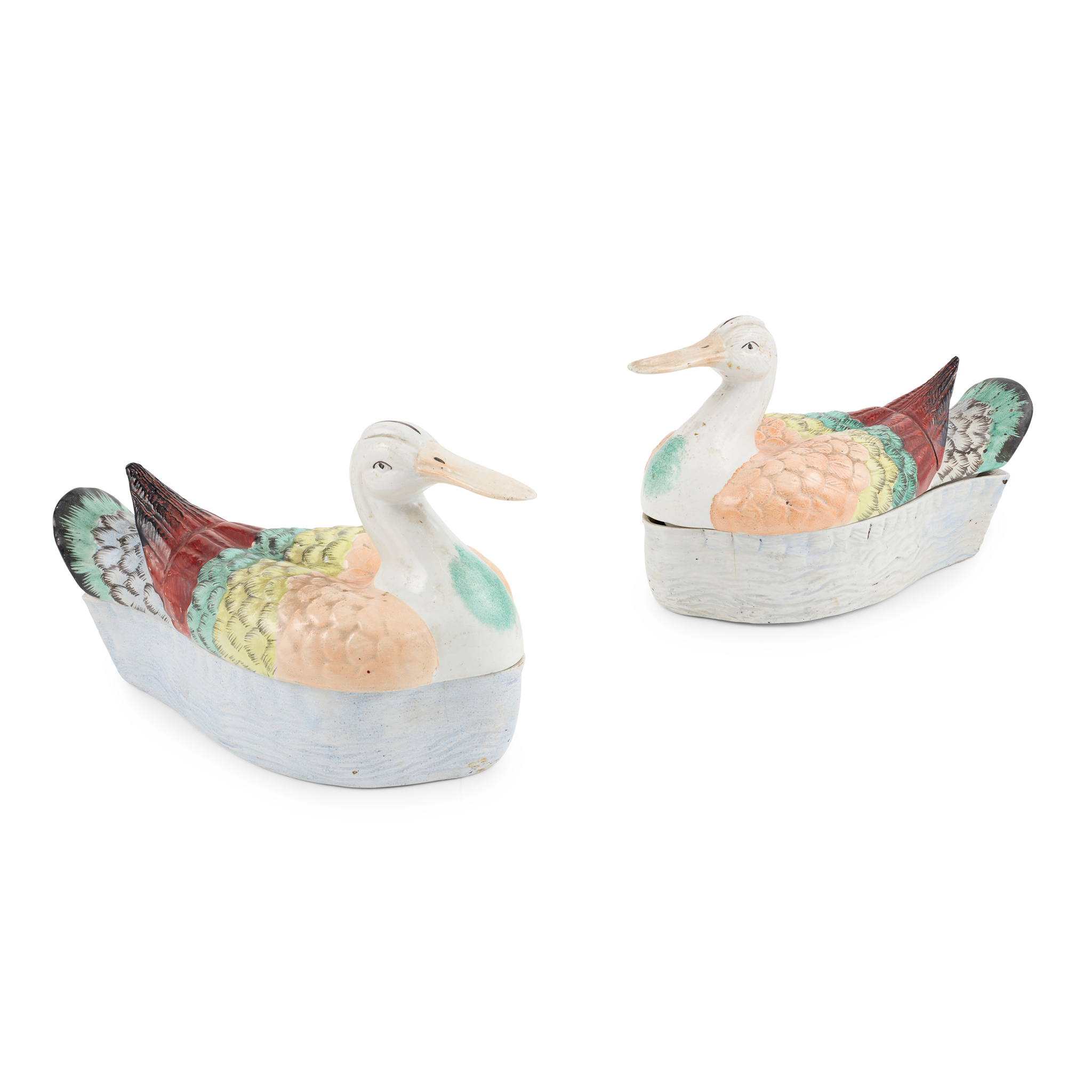 PAIR OF STAFFORDSHIRE DUCK TUREENS