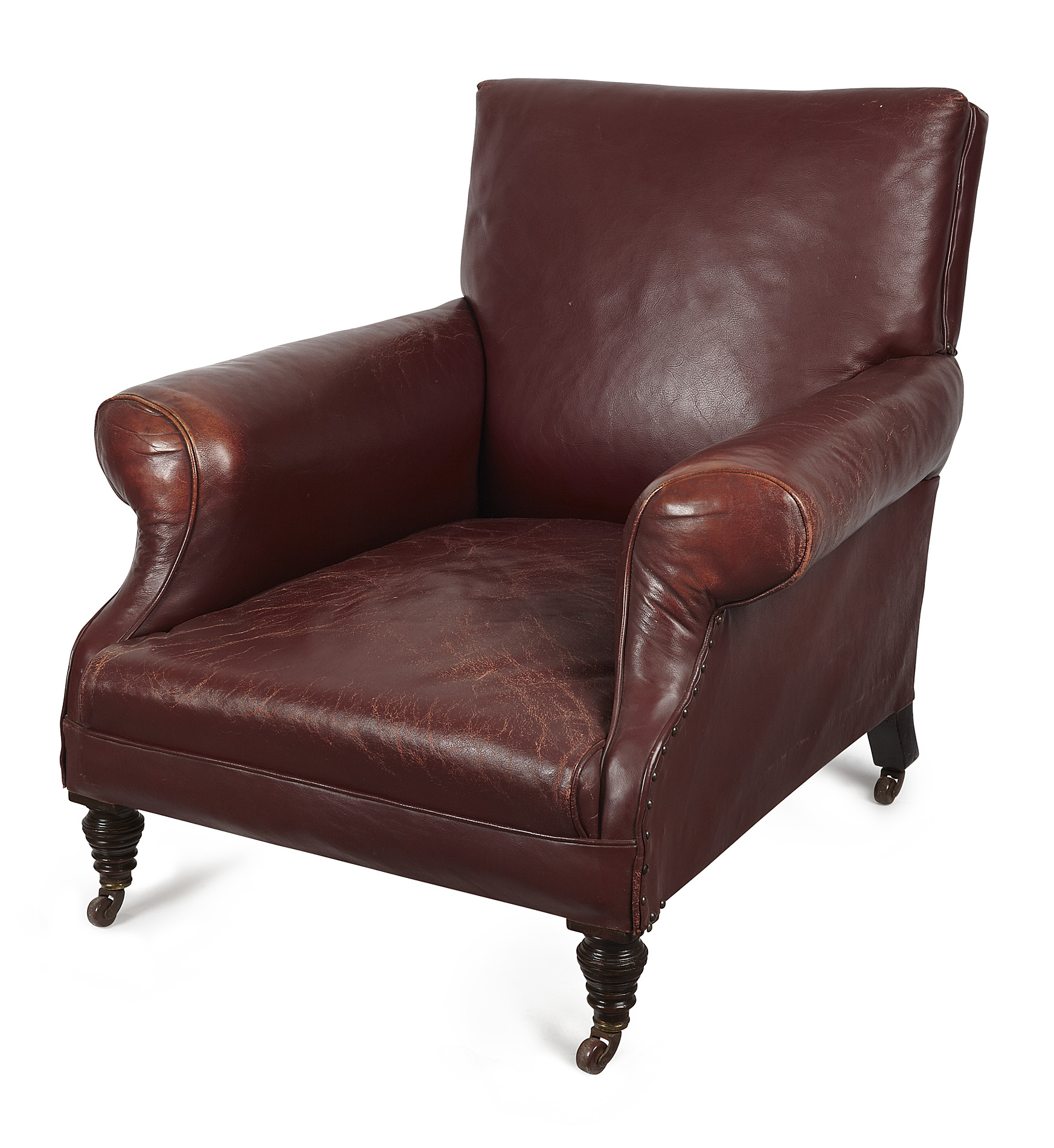 VICTORIAN MAHOGANY AND LEATHER ARMCHAIR