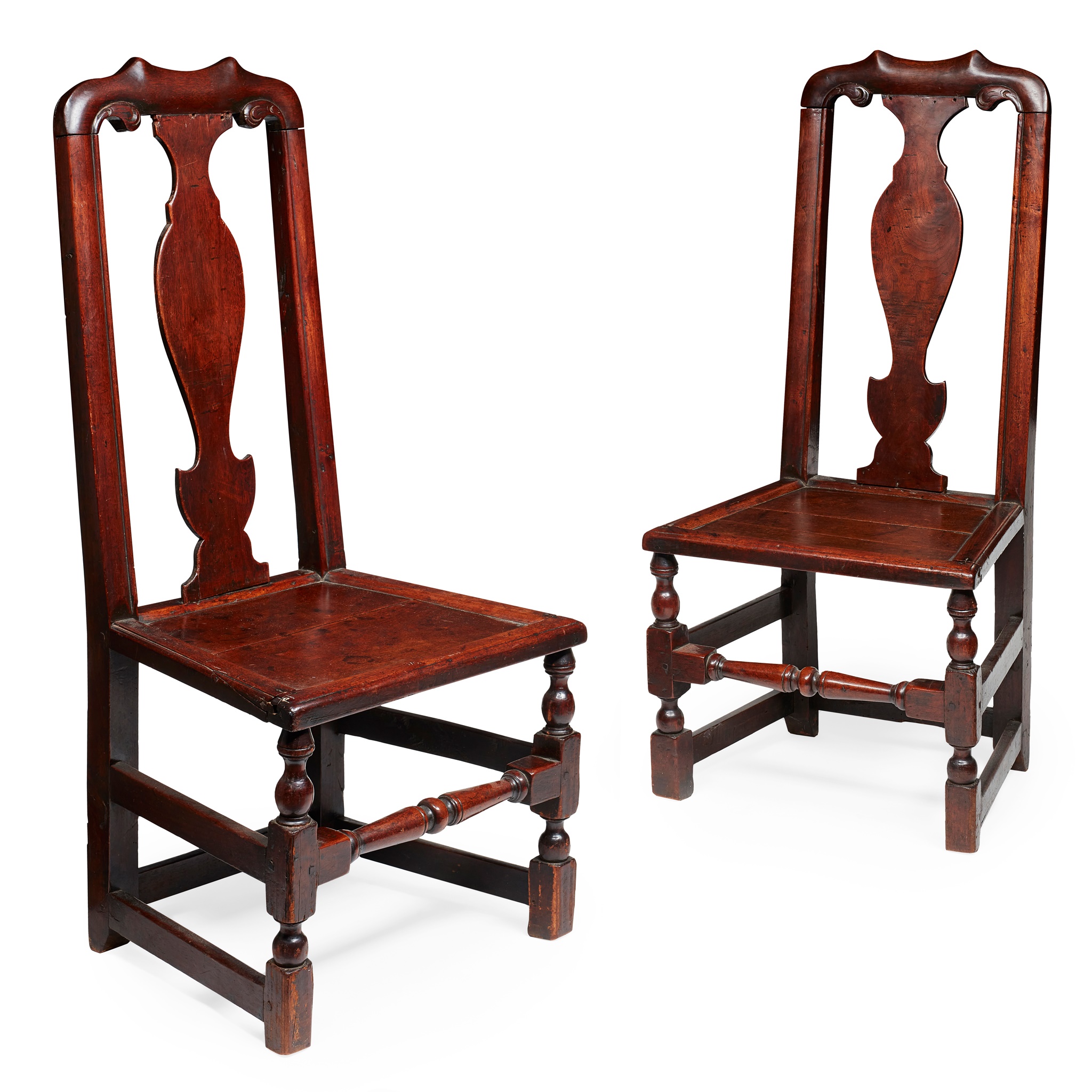 PAIR OF DUTCH WALNUT SIDE CHAIRS