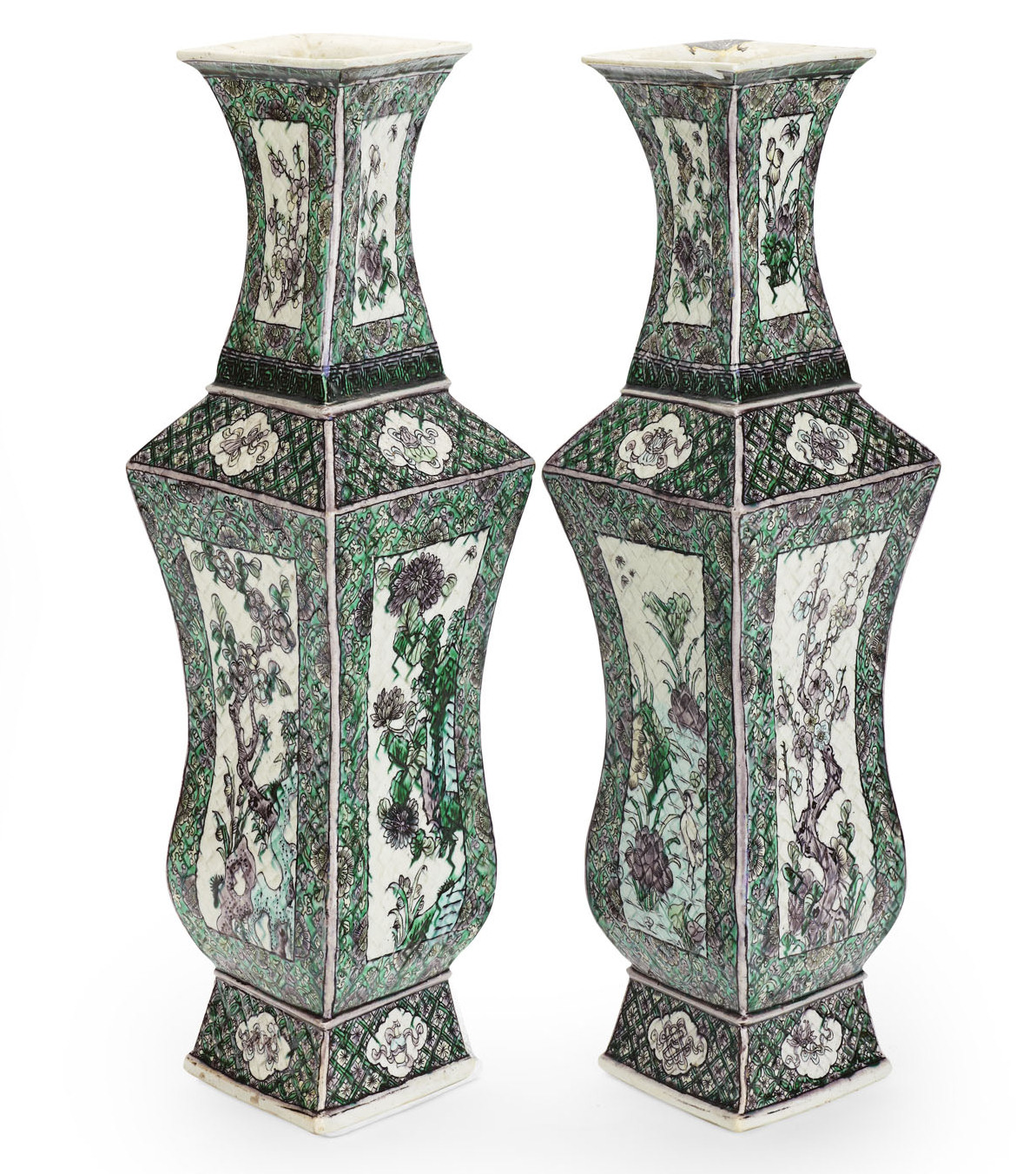 PAIR OF CHINESE PORCELAIN FAMILLE VERTE VASES
