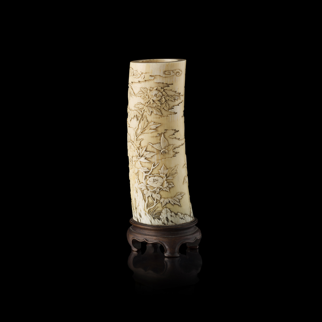CARVED IVORY TUSK VASE