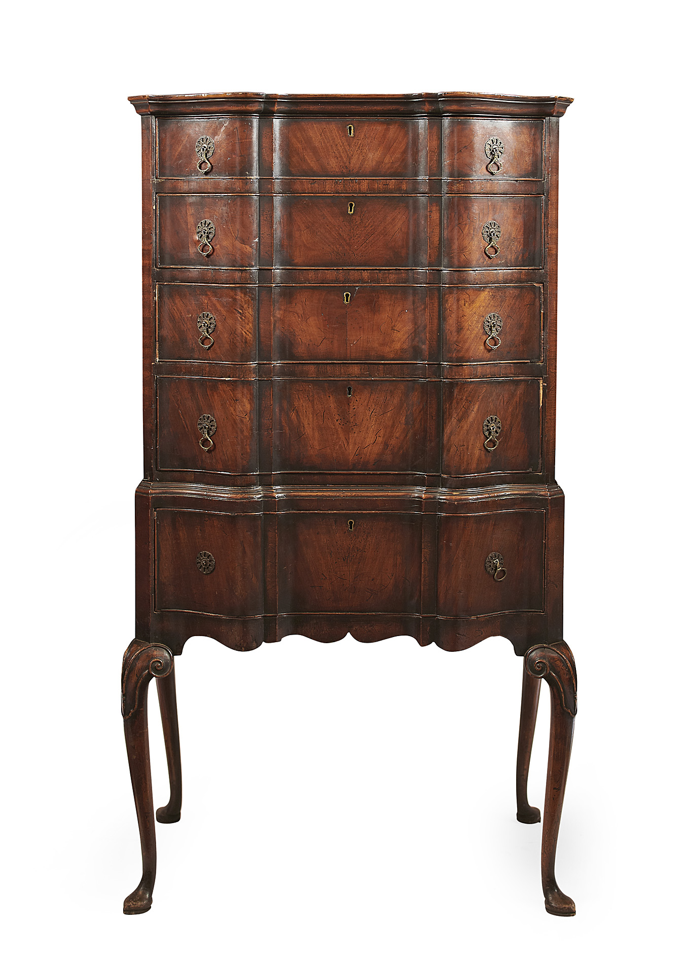 QUEEN ANNE STYLE WALNUT CHEST ON STAND