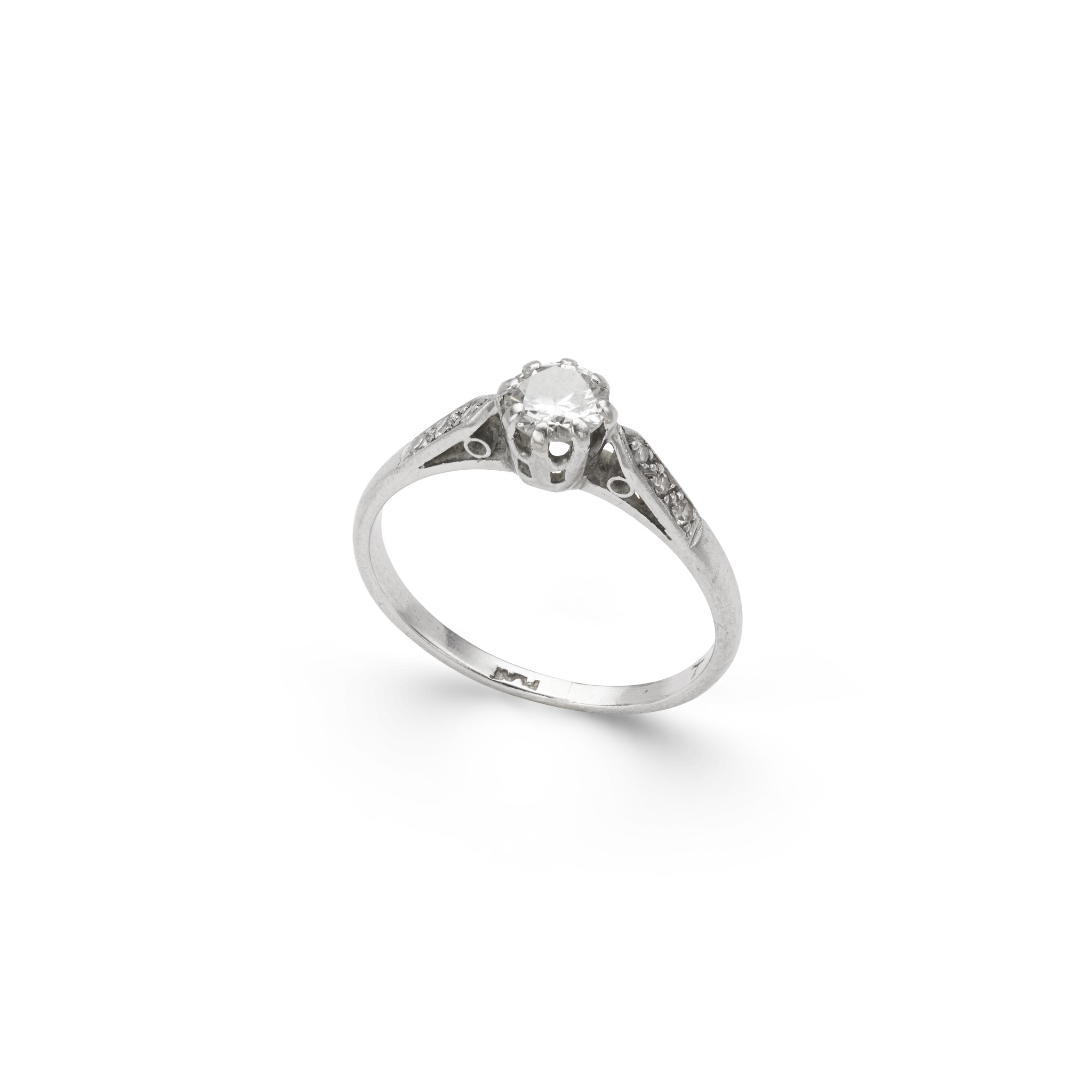 A diamond single-stone ring in platinum