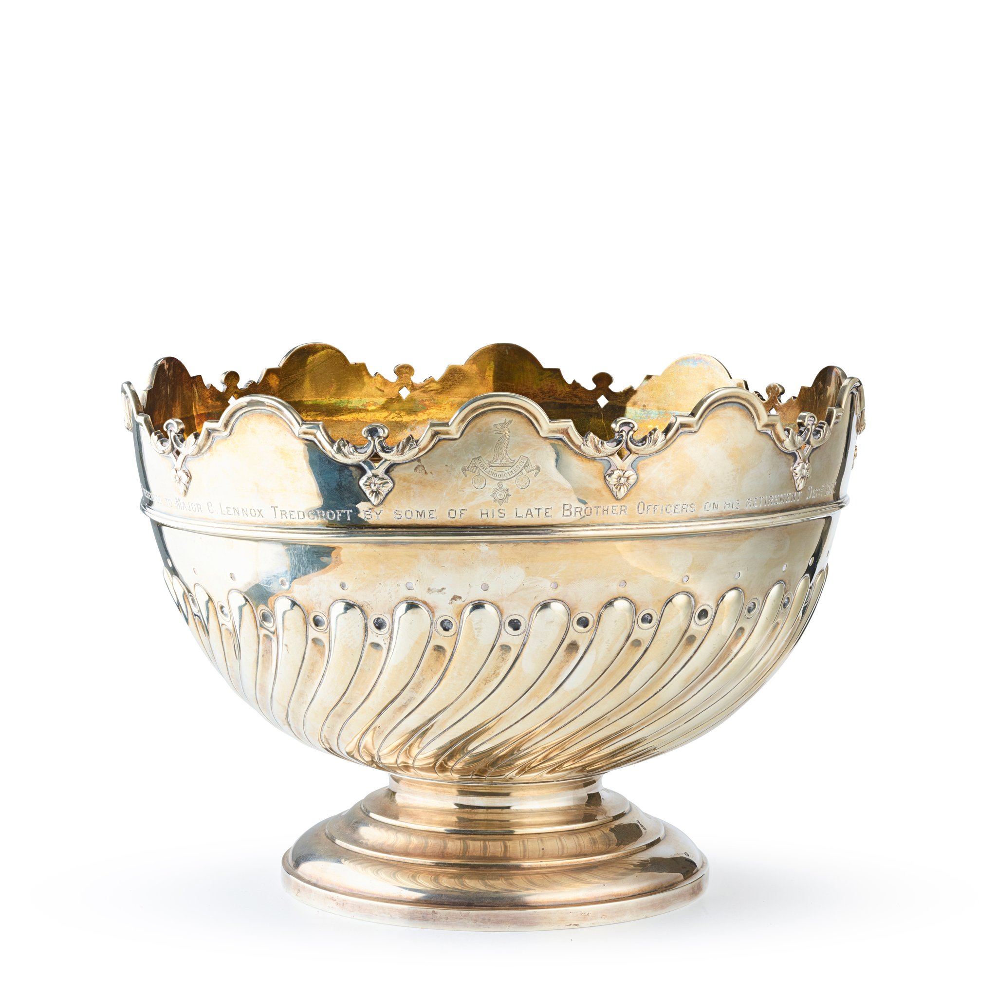 A VICTORIAN SILVER MONTEITH PUNCH BOWL