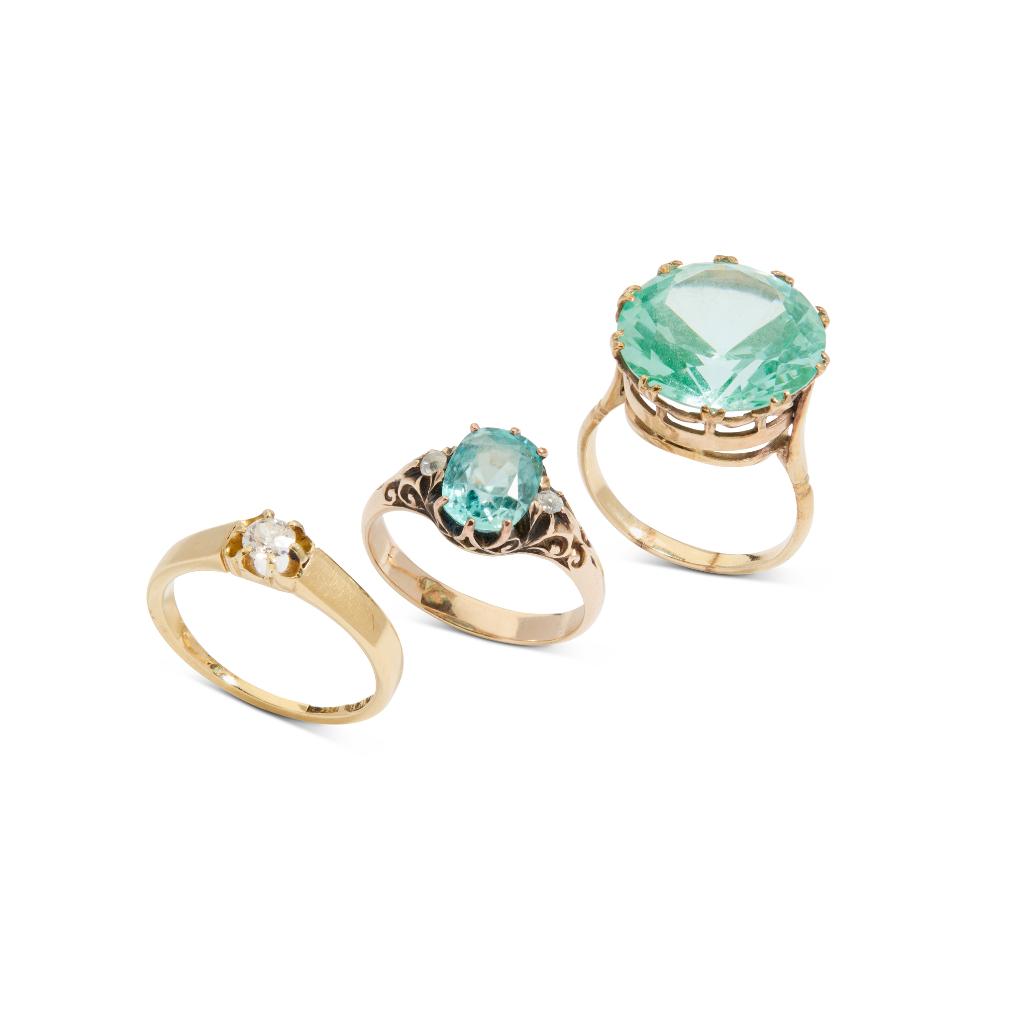 A collection of gem-set rings