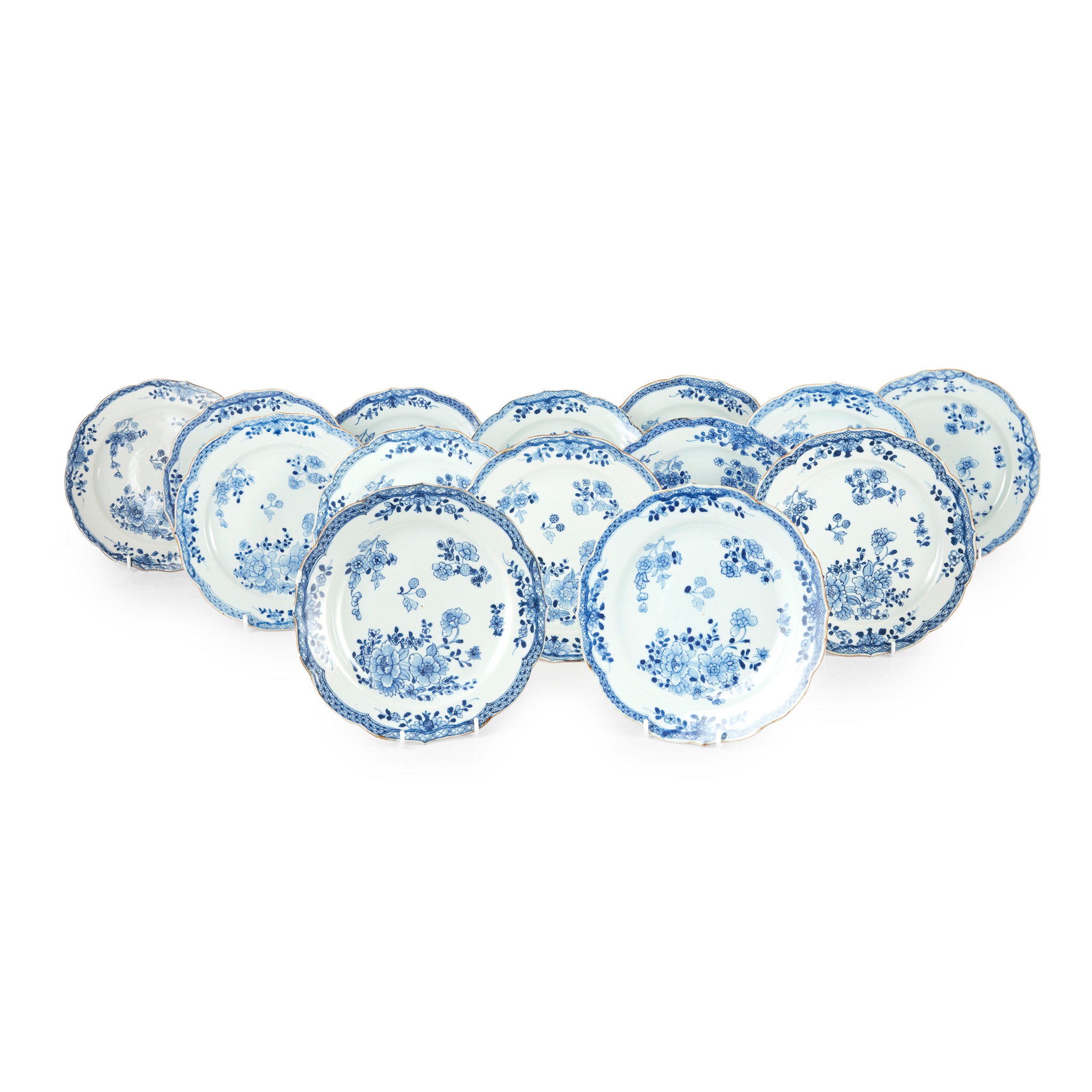 GROUP OF FOURTEEN BLUE AND WHITE DISHES
