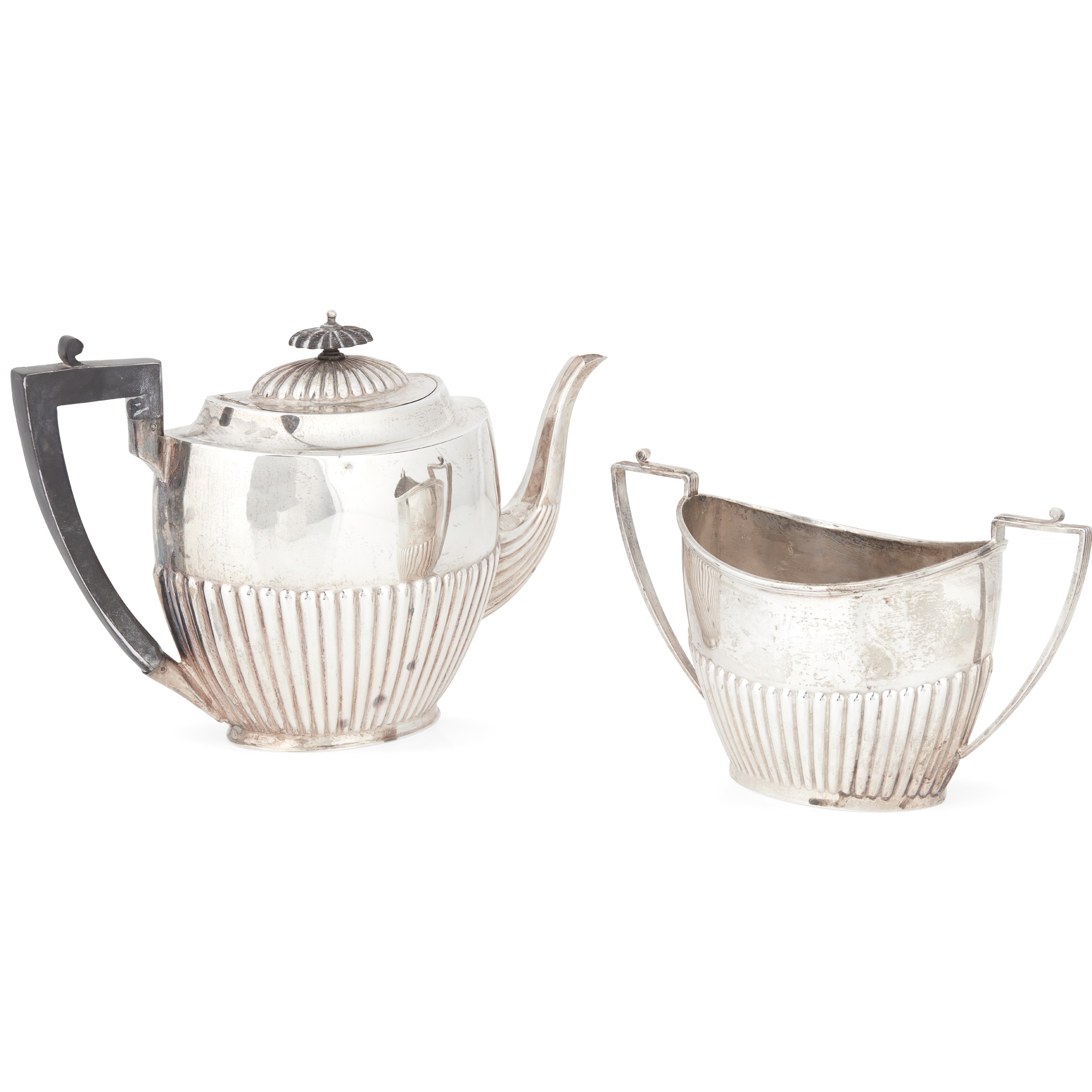 A matched late Victorian teapot and twin-handled sugar basin