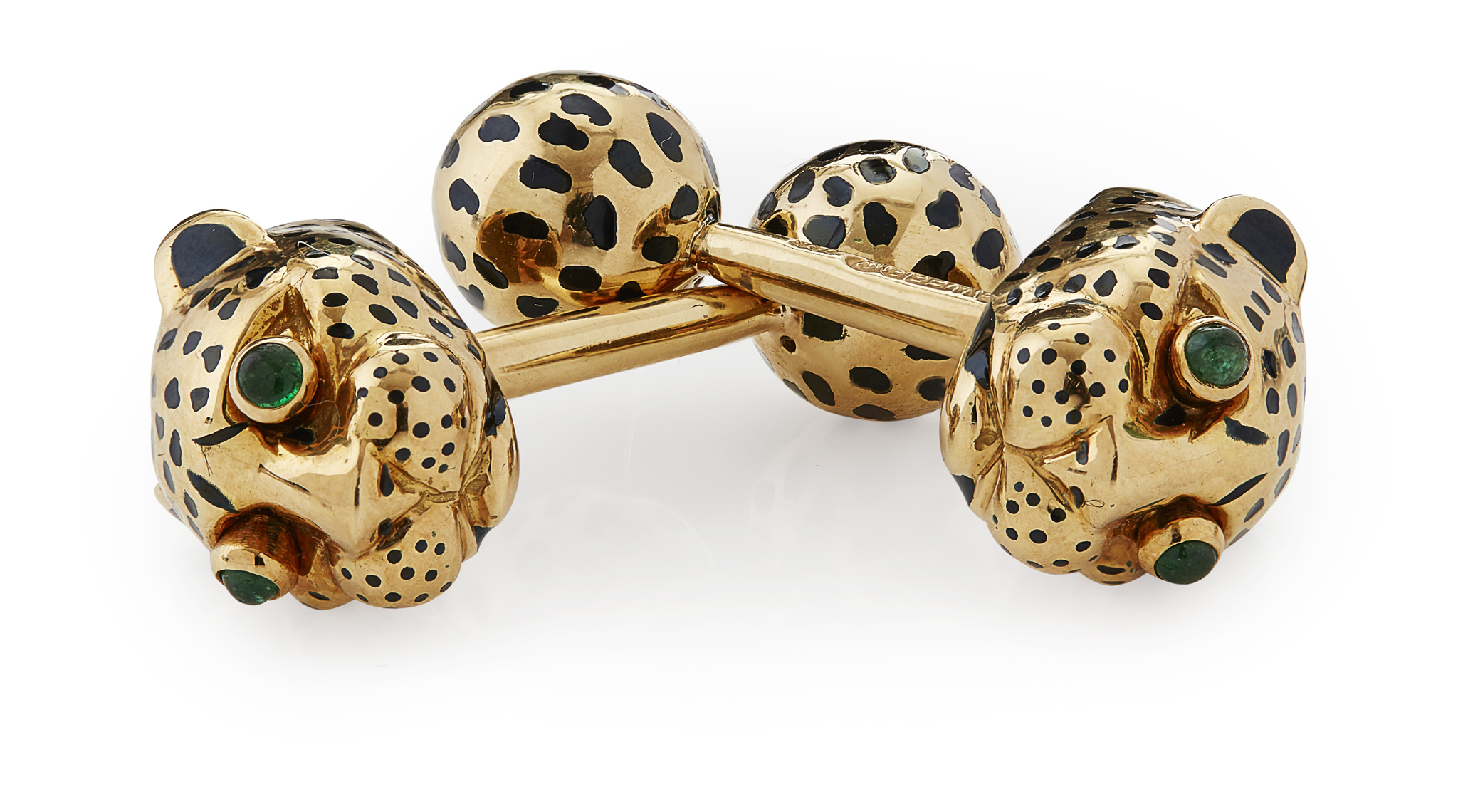 DAVID WEBB - A pair of gentleman's leopard head cufflinks