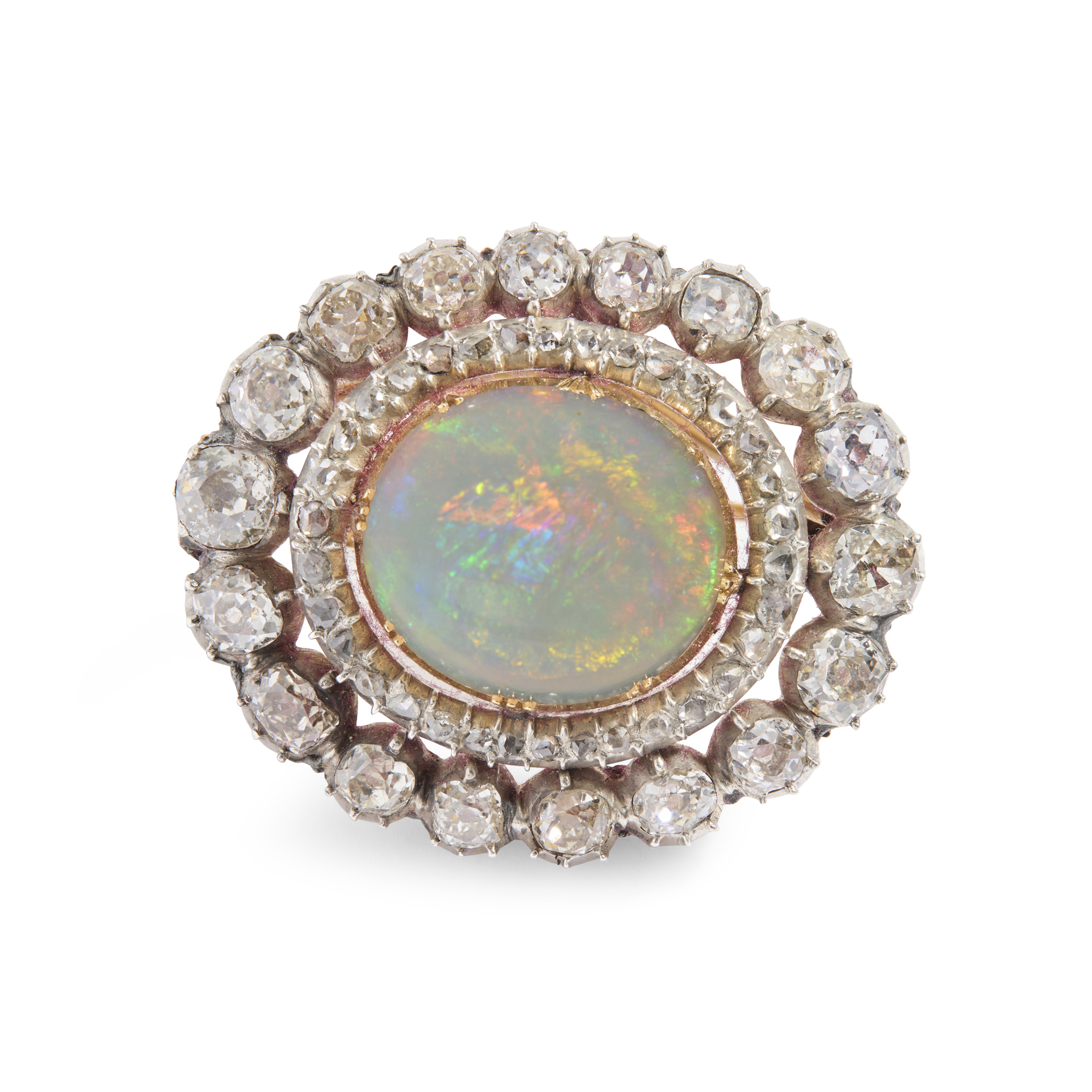A late 19th century opal and diamond pendant/brooch, circa 1890
