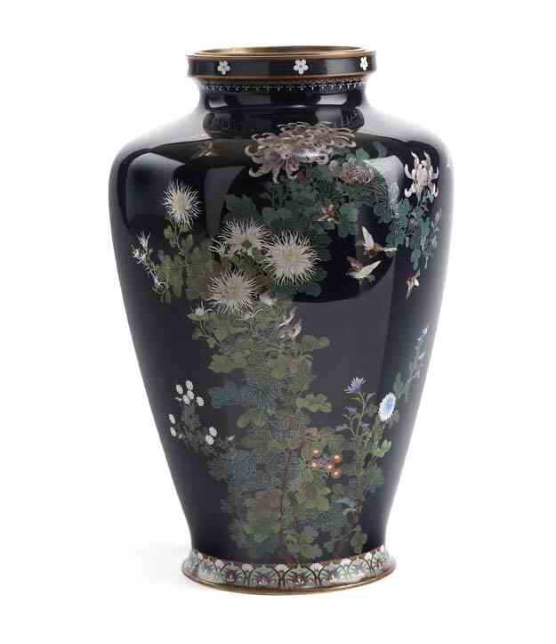 A Japanese hexagonal cloisonne vase Meiji period