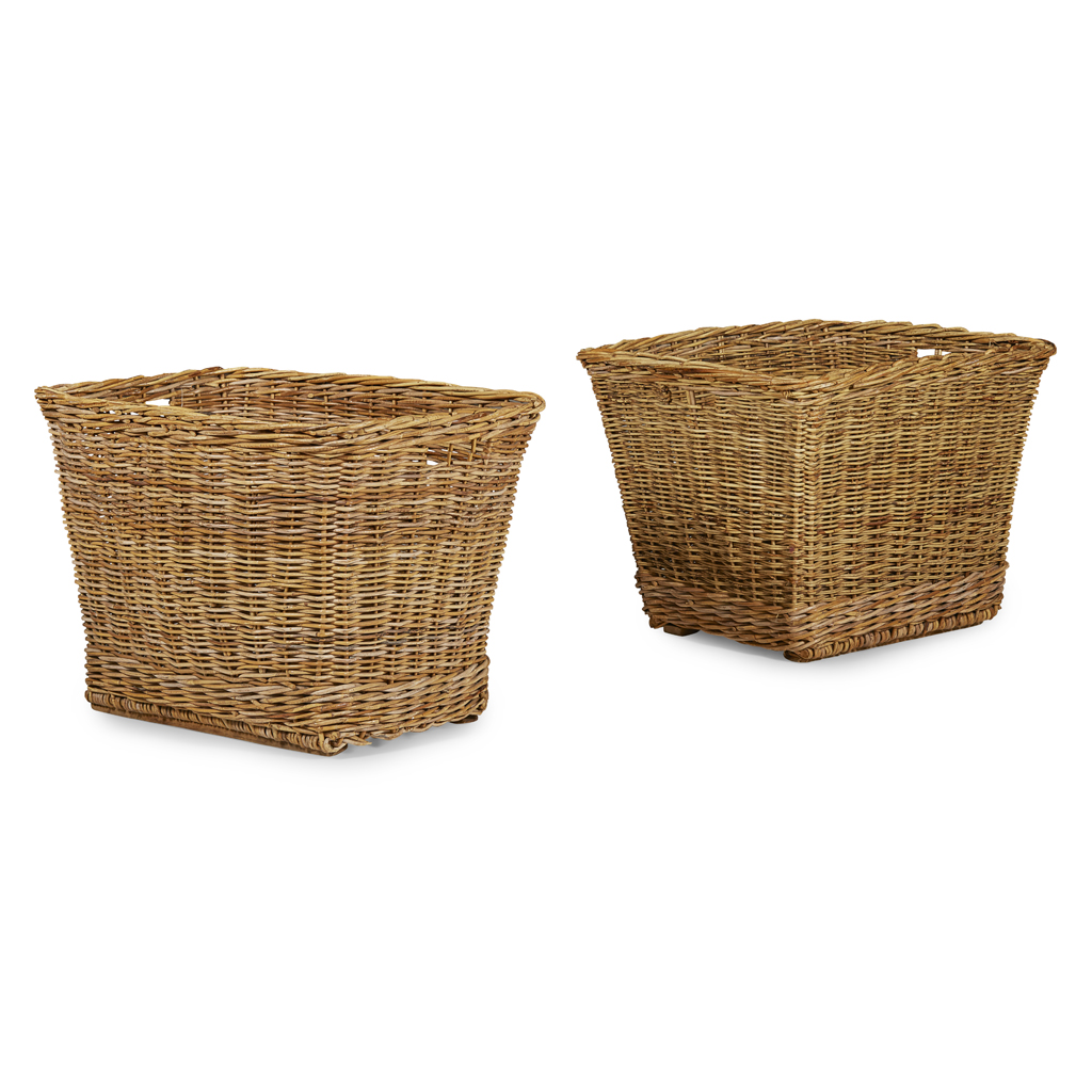 TWO LARGE WICKER LOG BASKETS