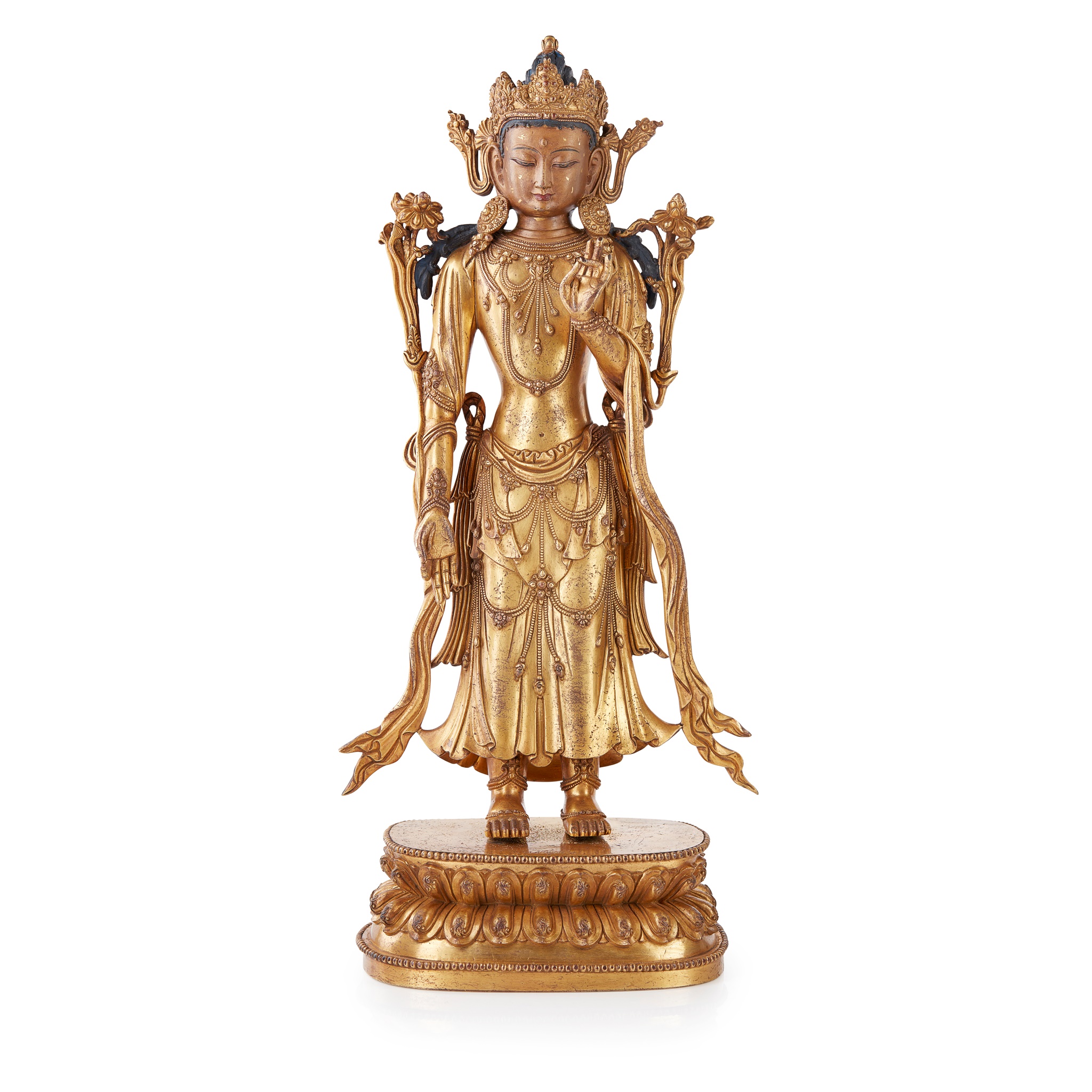 GILT-BRONZE STANDING FIGURE OF AVALOKITESHVARA PADMAPANI