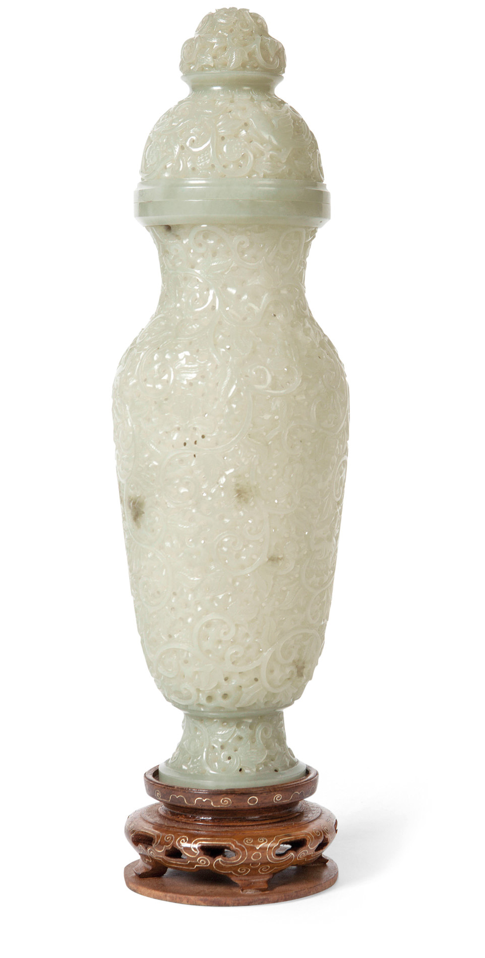 A RETICULATED JADE VASE FOR THE INDIAN MARKET